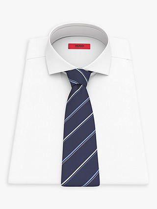 HUGO by Hugo Boss Diagonal Stripe Silk Blend Tie, Dark Blue