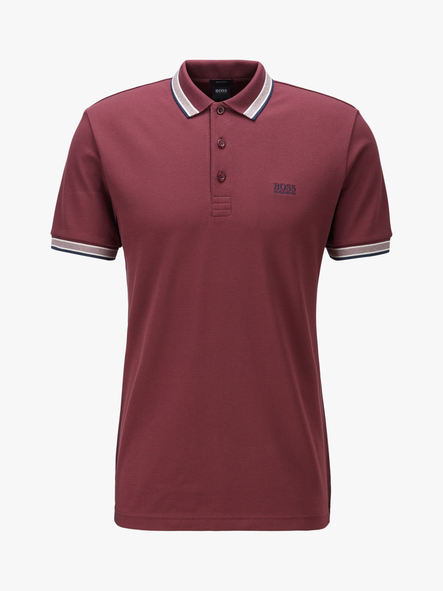 BOSS Paddy Short Sleeve Polo Shirt, Dark Red, XL