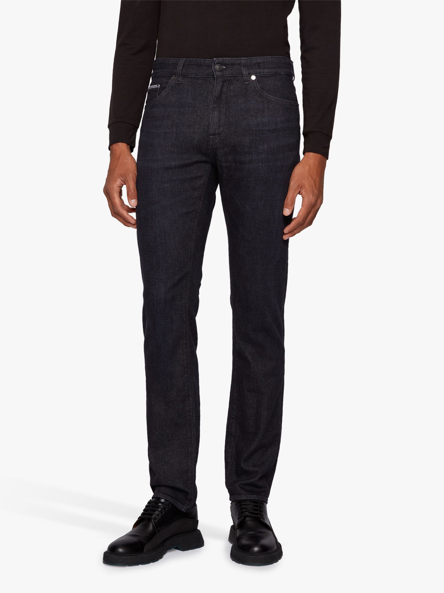 BOSS Maine Stretch Jeans, Black at John Lewis & Partners