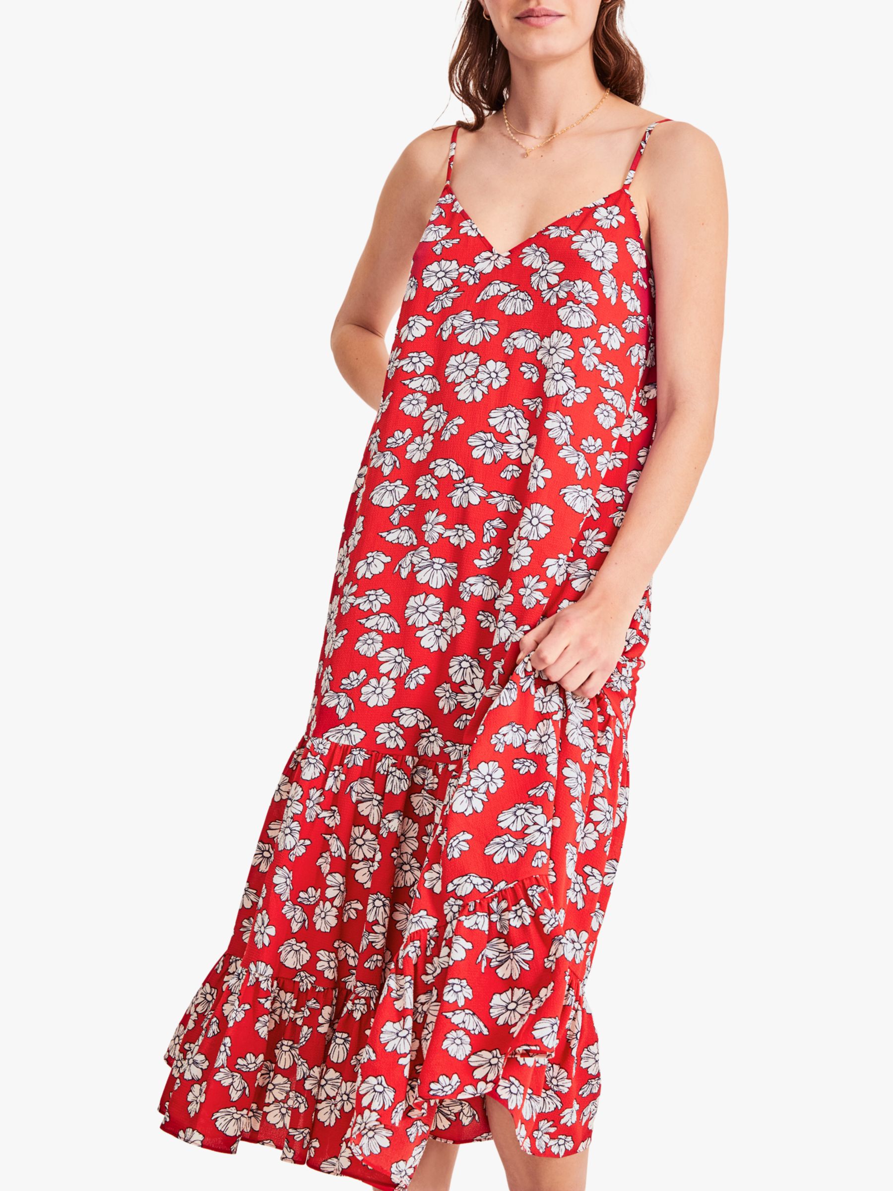 hush Luisa Floral Print Midi Dress, Red/Multi at John Lewis & Partners