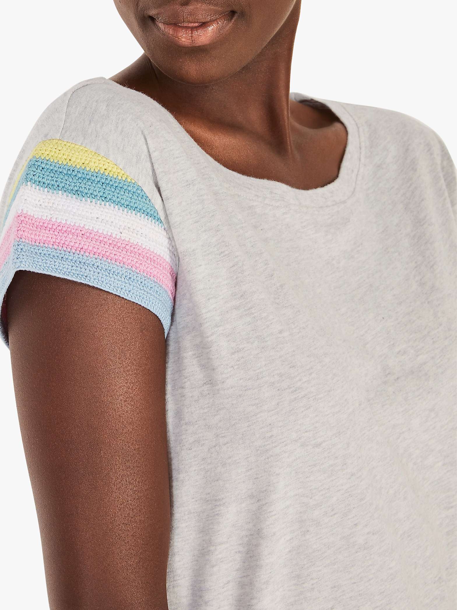 Buy hush Cotton Striped Sleeve T-Shirt, Grey Marl Online at johnlewis.com