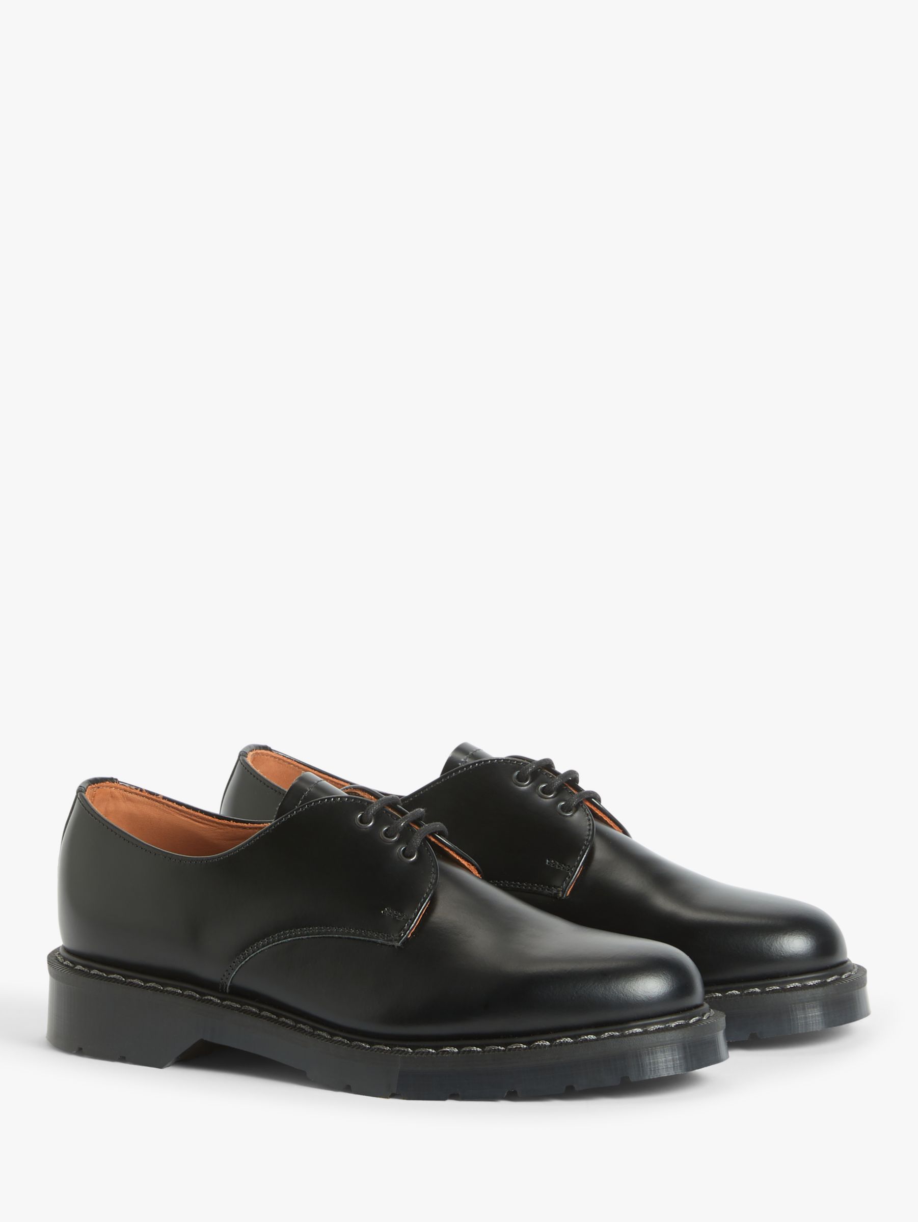 Solovair Made in England 3 Eyelet Hi Shine Leather Gibson Shoes, Black ...