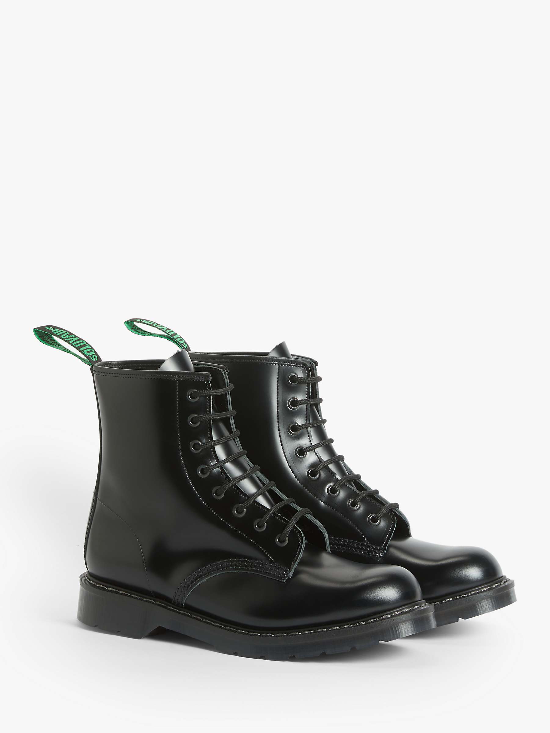 Buy Solovair Made in England 8 Eyelet Hi Shine Leather Derby Boots Online at johnlewis.com