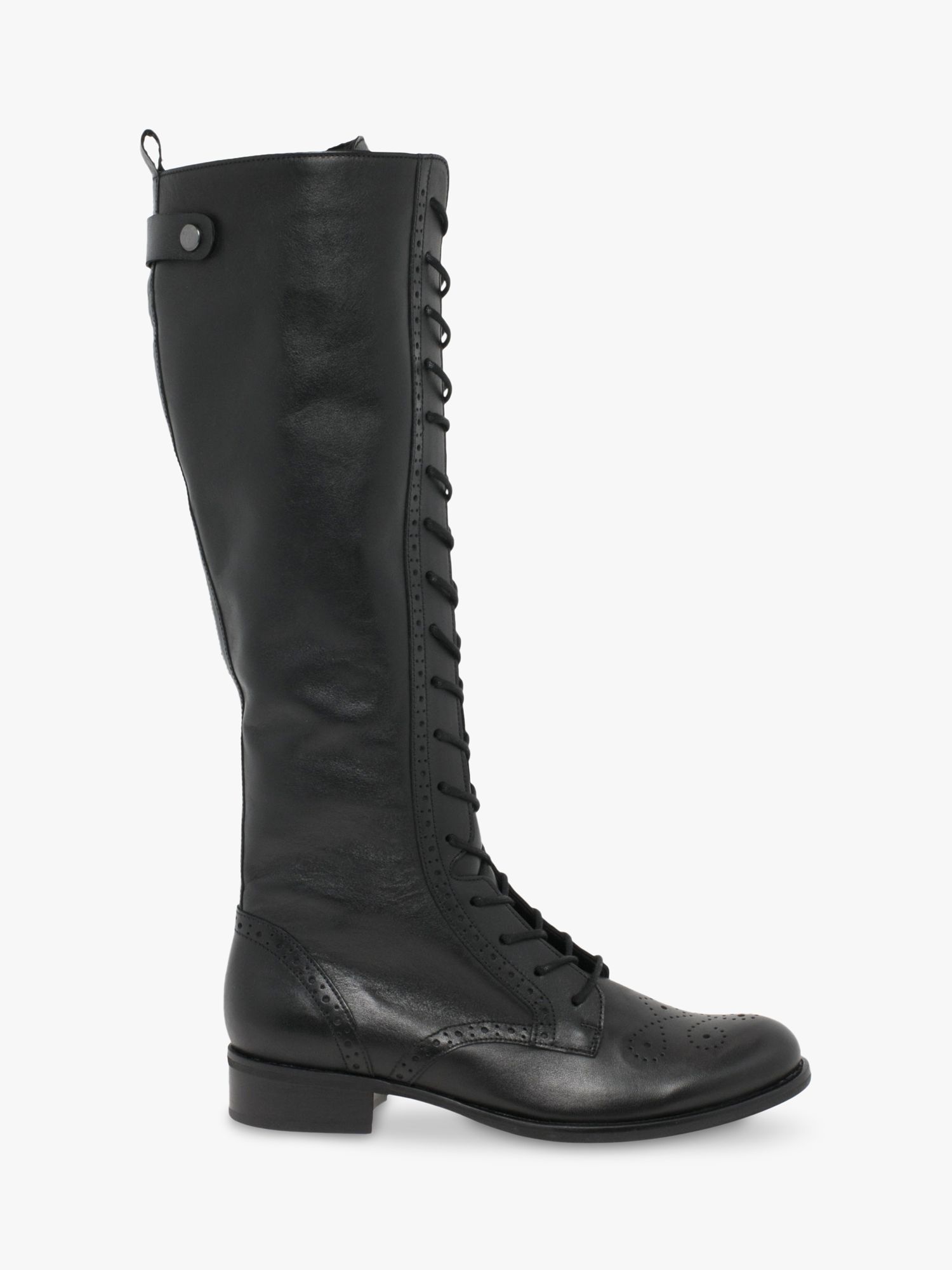Gabor Protect Leather Lace Up Knee High Boots, Black at John Lewis ...