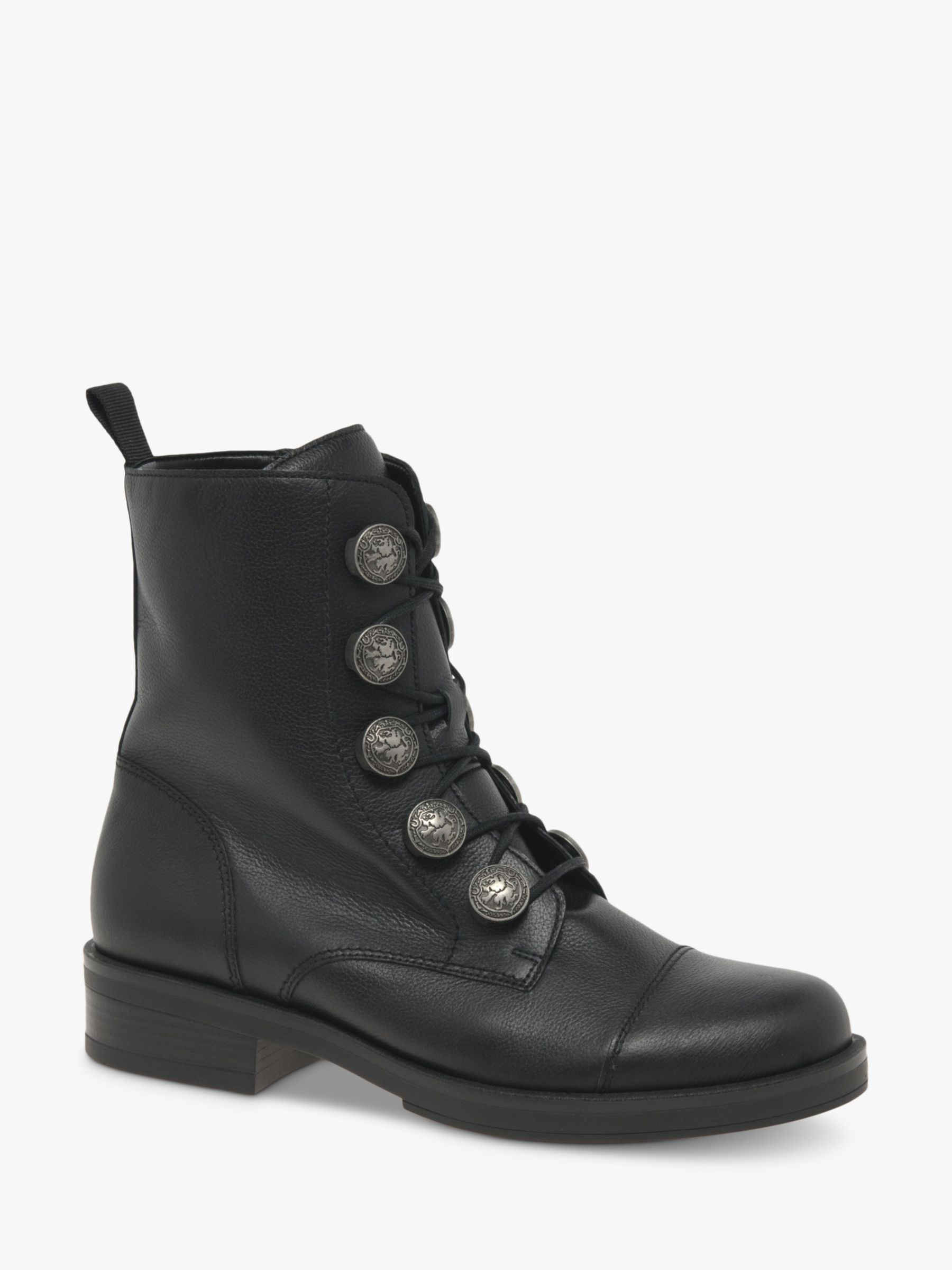 Gabor Lady Leather Military Button Ankle Black at John Lewis & Partners