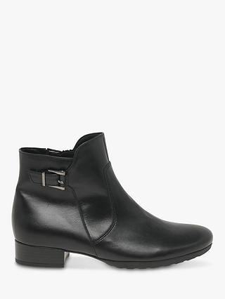 Gabor Bolan Wide Fit leather Side Buckle Ankle Boots, Black