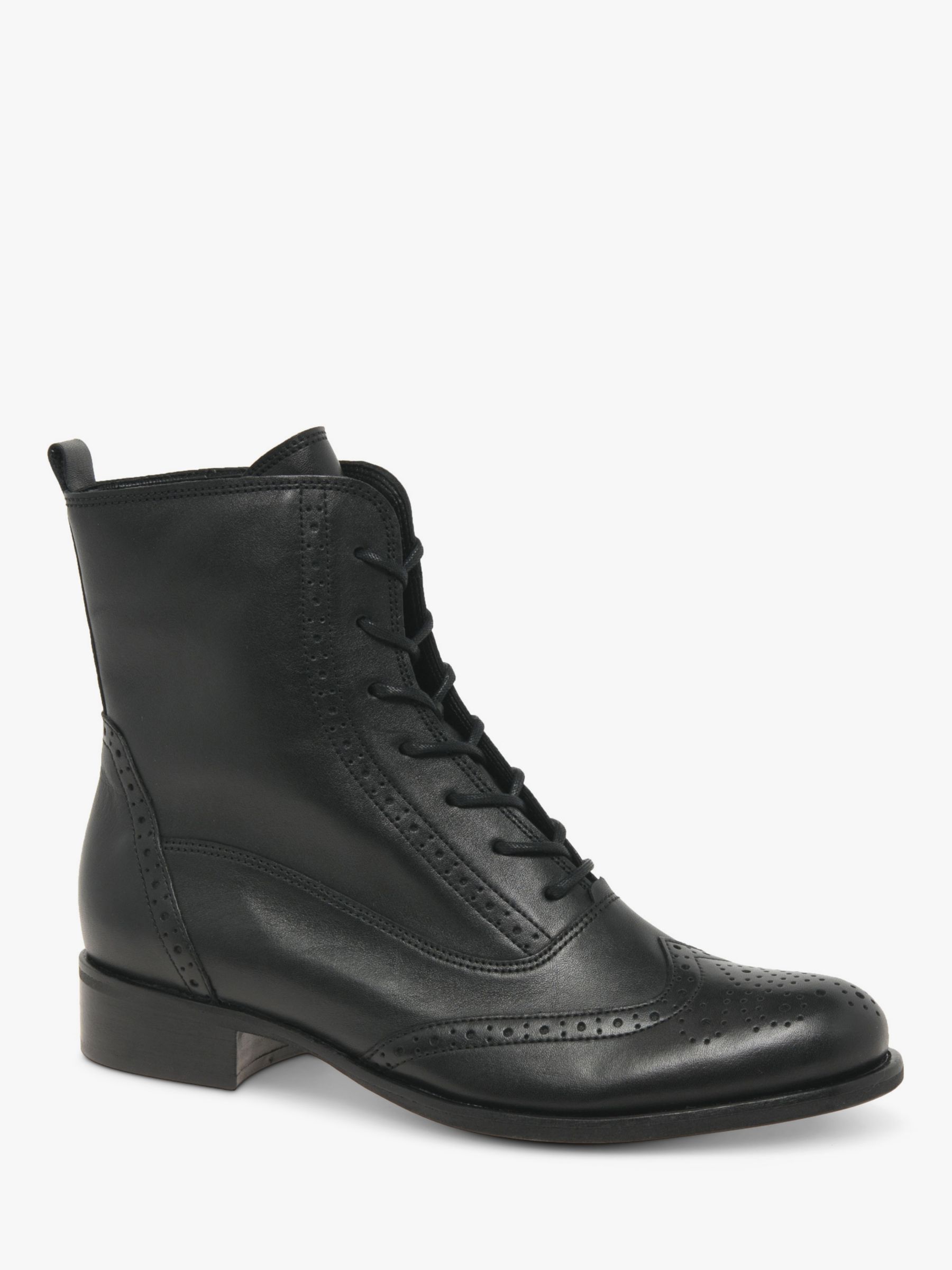 Gabor Positive Leather Brogue Ankle Boots, Black at John Lewis & Partners