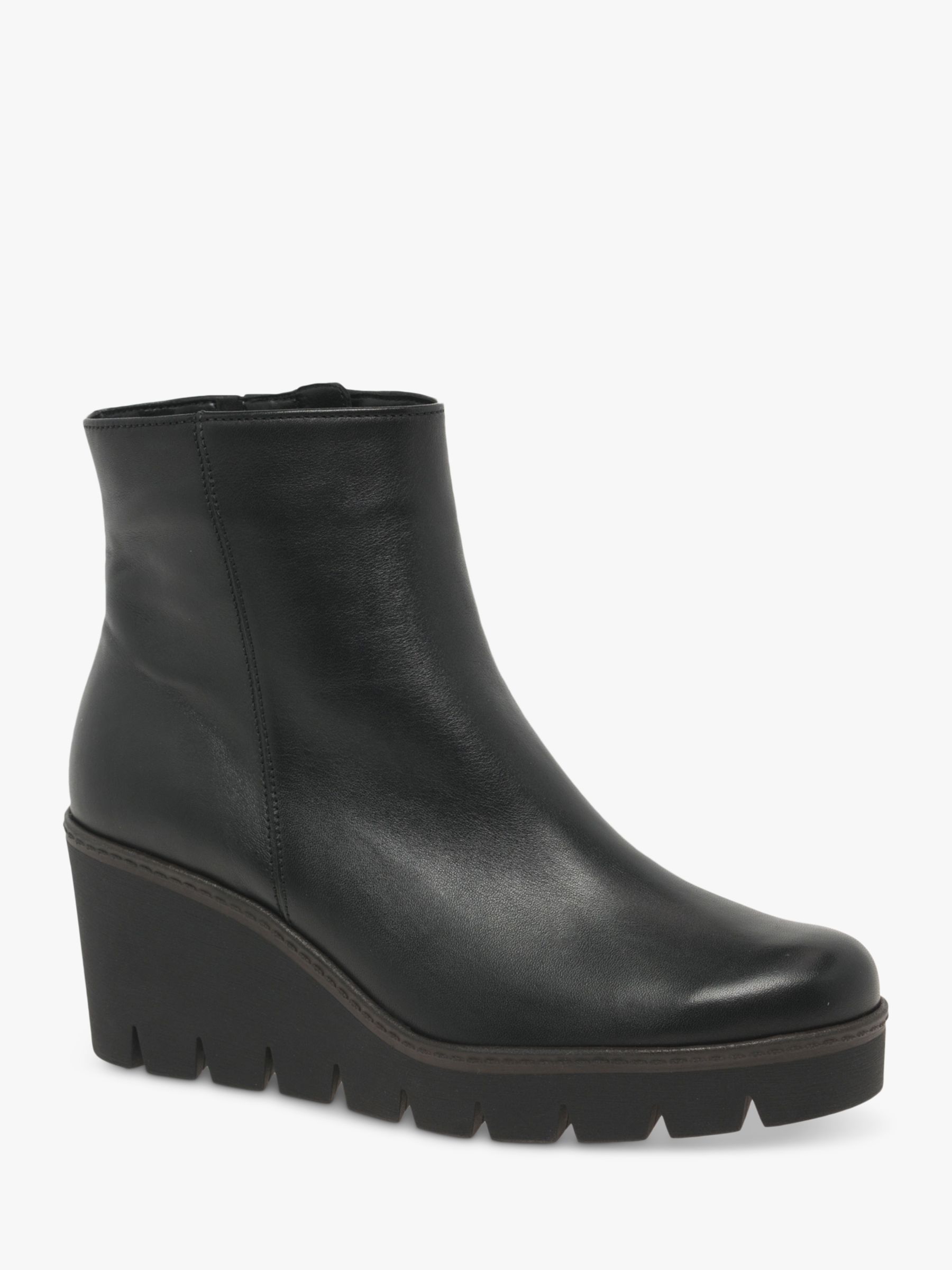 Utopia Leather Wedge Boots, Black at John Lewis & Partners