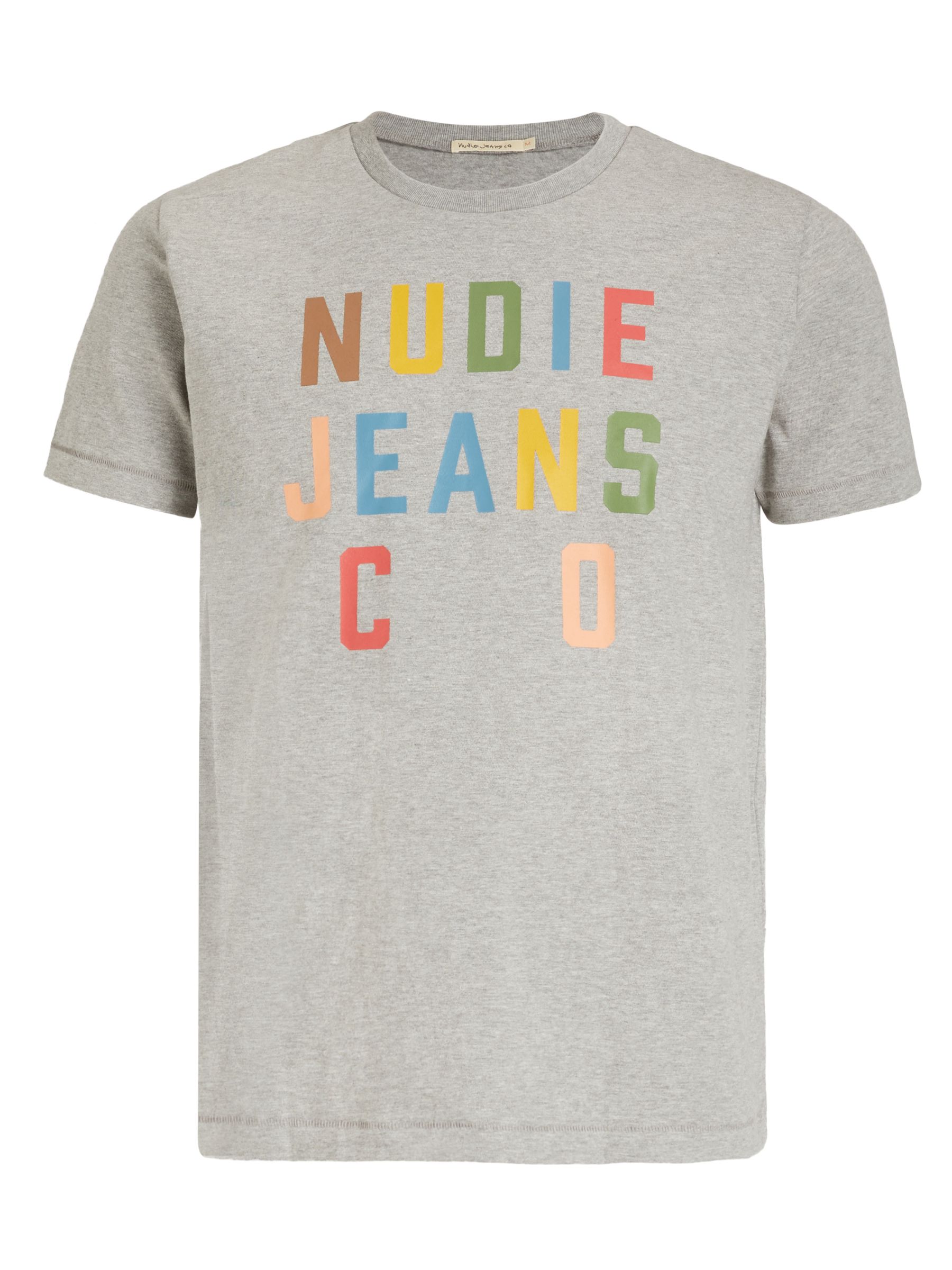Nudie Jeans Roy Print T-Shirt, B04 Greymelange at John Lewis & Partners