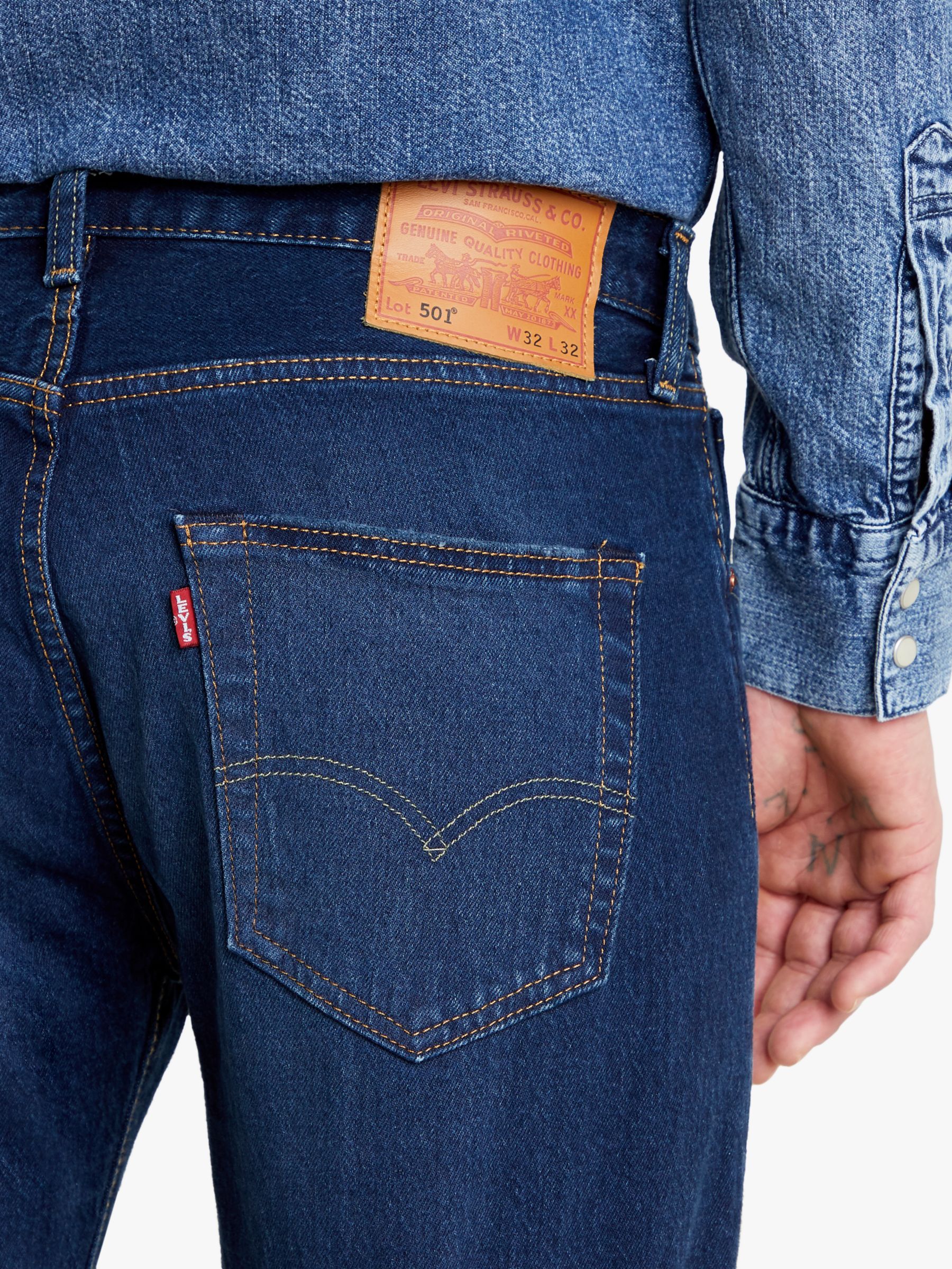 Levi's 501 Original Straight Jeans, Mid Blue at John Lewis & Partners