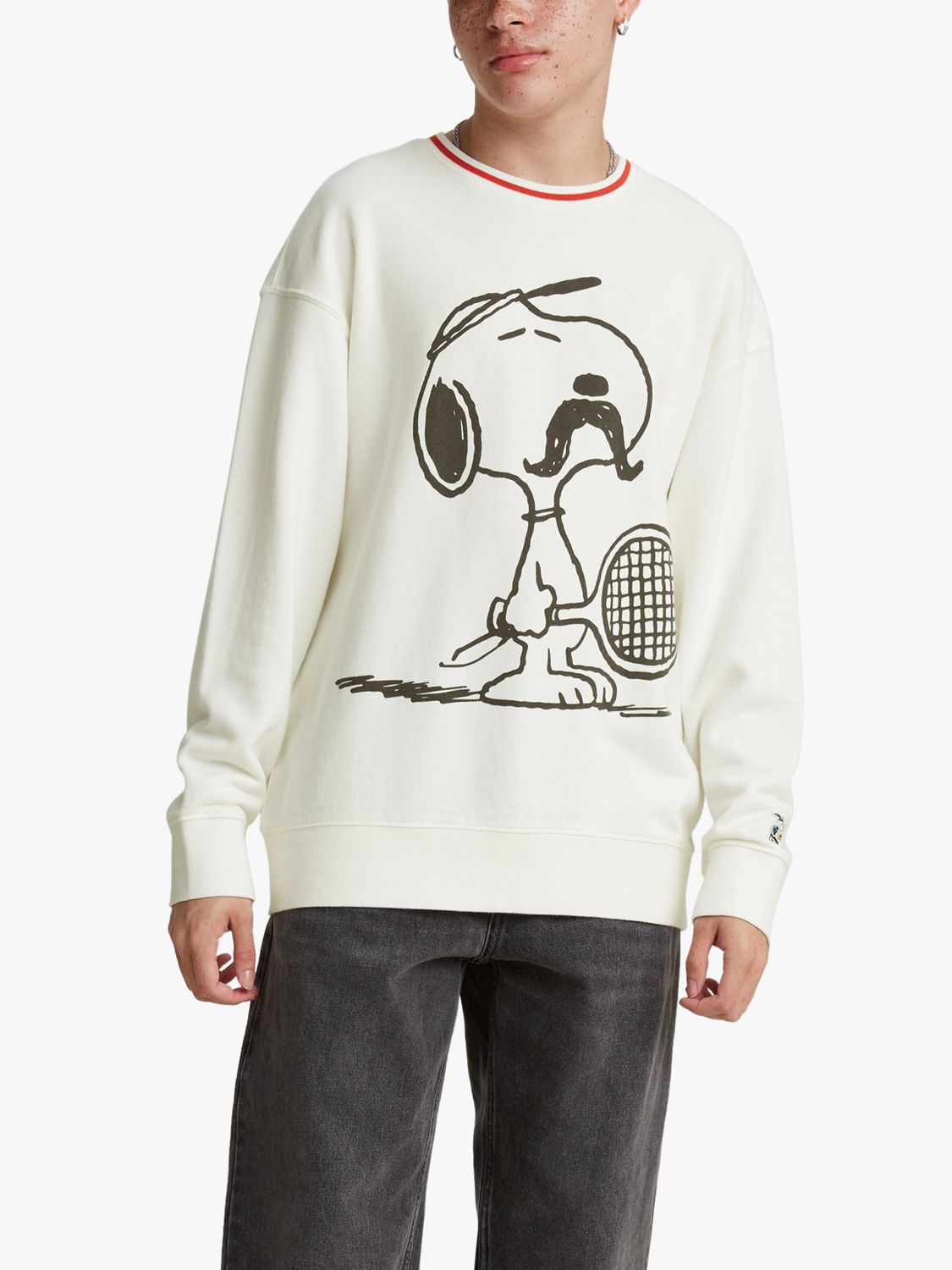 Levi's Peanuts Crew Neck Tennis Snoopy Sweatshirt, White/Multi