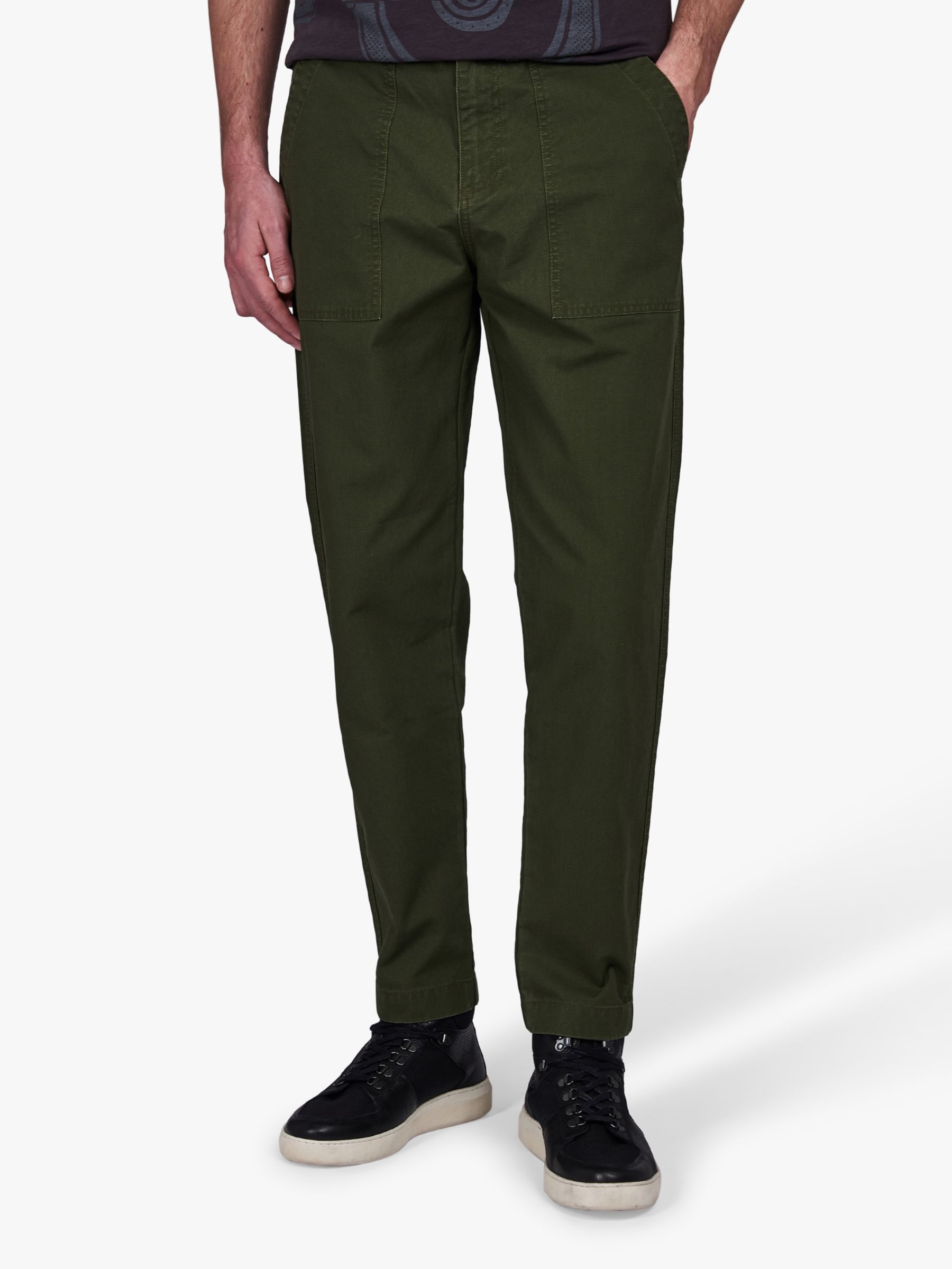 Barbour International Garment Dyed Trousers, Strong Olive at John Lewis ...