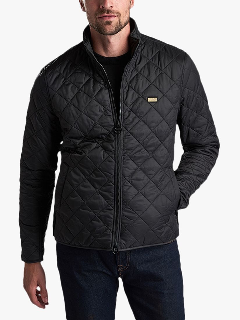 barbour international gear quilted jacket black