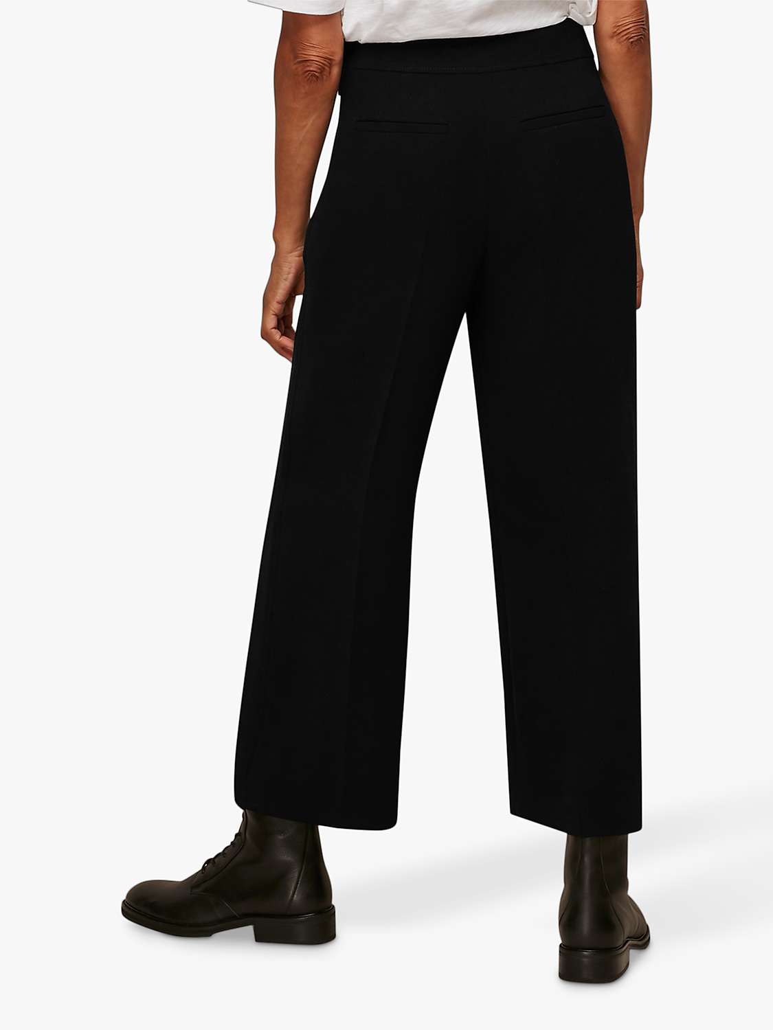 Whistles Wide Leg Ankle Grazer Trousers, Black at John Lewis & Partners
