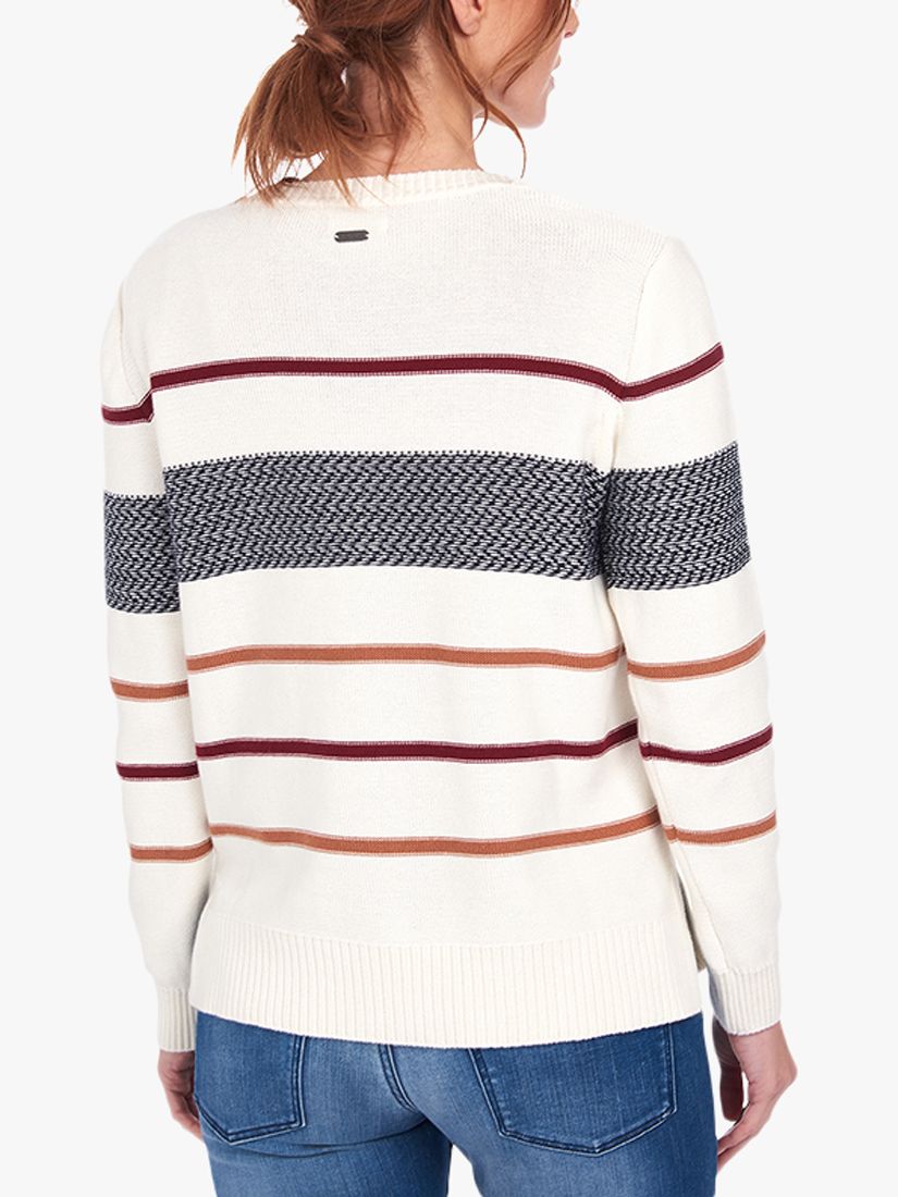 Barbour Paddle Knit Striped Jumper, White/Multi