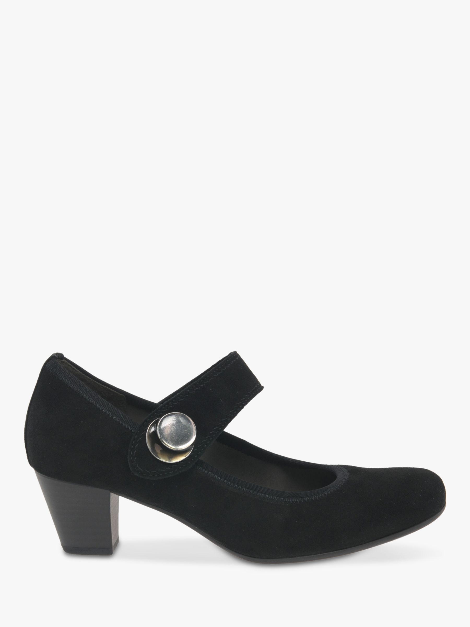 Gabor Nola Suede Cone Heeled Mary Jane Court Shoes, Black