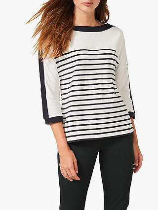 Phase Eight Belle Striped Cotton Top, Ivory
