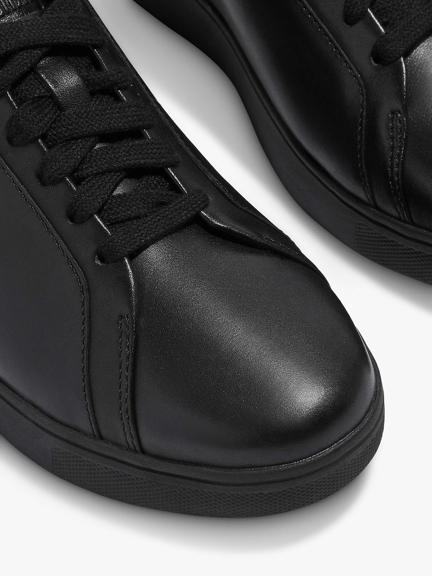 FitFlop Rally Lace Up Leather Trainers, Black at John Lewis & Partners
