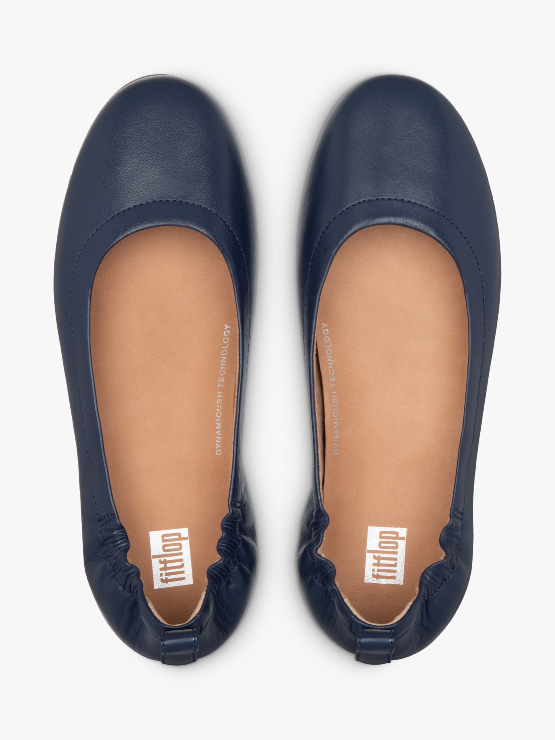 FitFlop Allegro Flat Leather Pumps, Navy at John Lewis & Partners