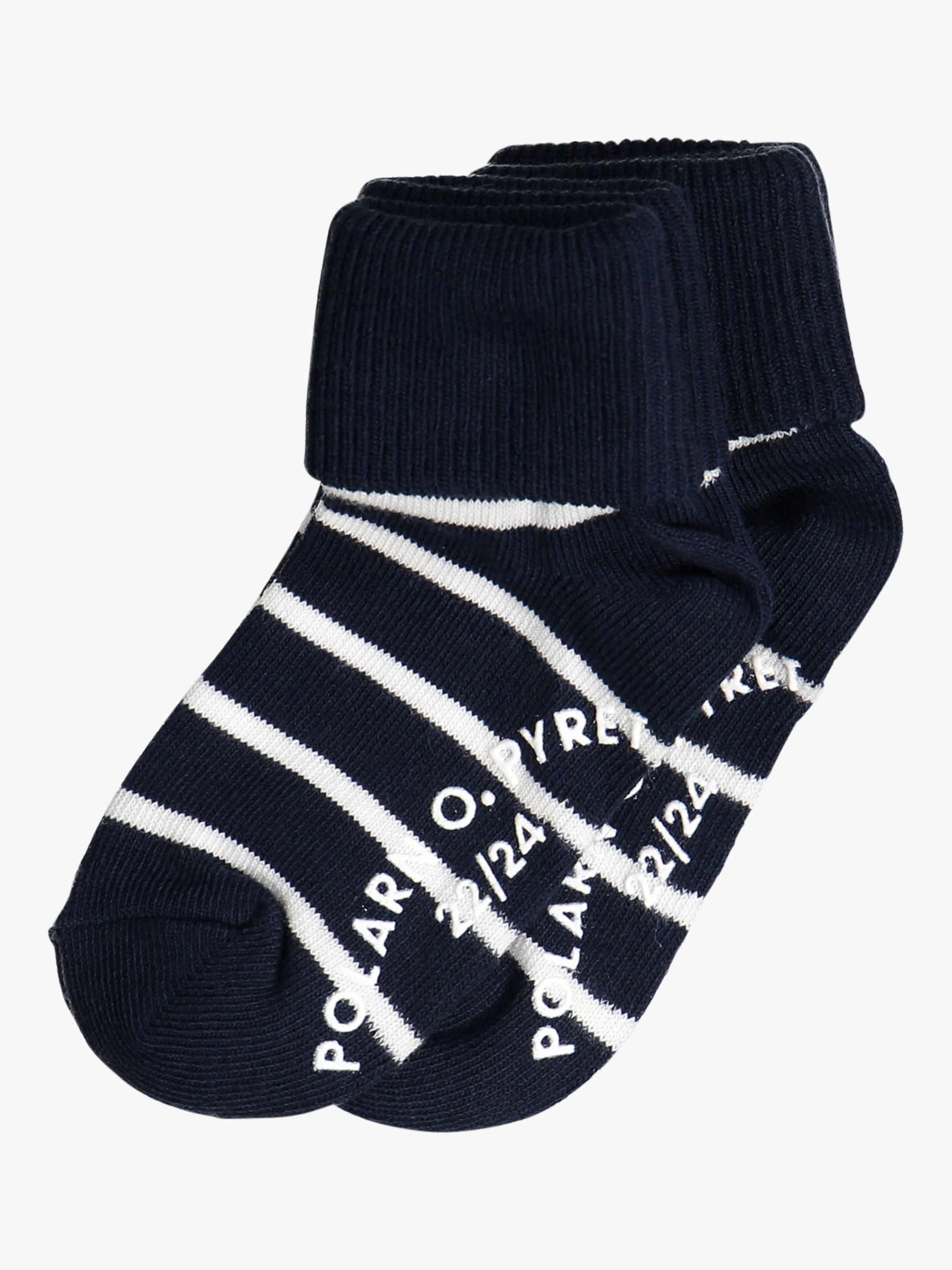 Polarn O. Pyret Baby Anti-Slip Socks, Pack of 2, Dark Blue, 1-2 years