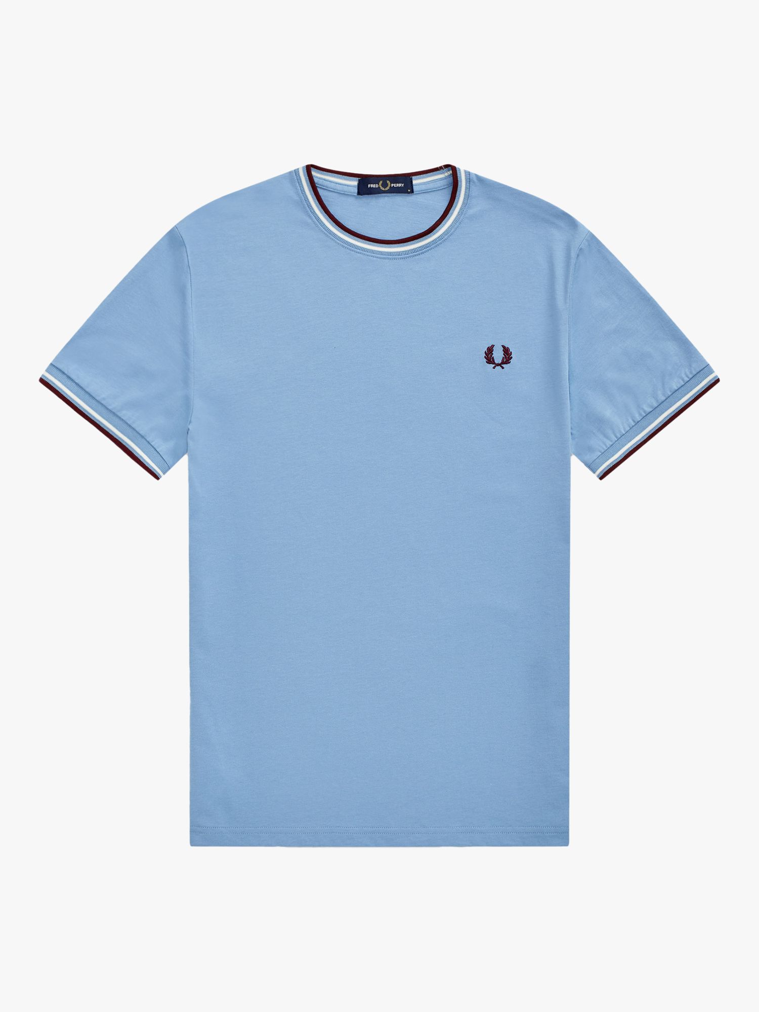 Fred Perry Crew Neck Twin Tipped T-Shirt | Light Blue at John Lewis ...
