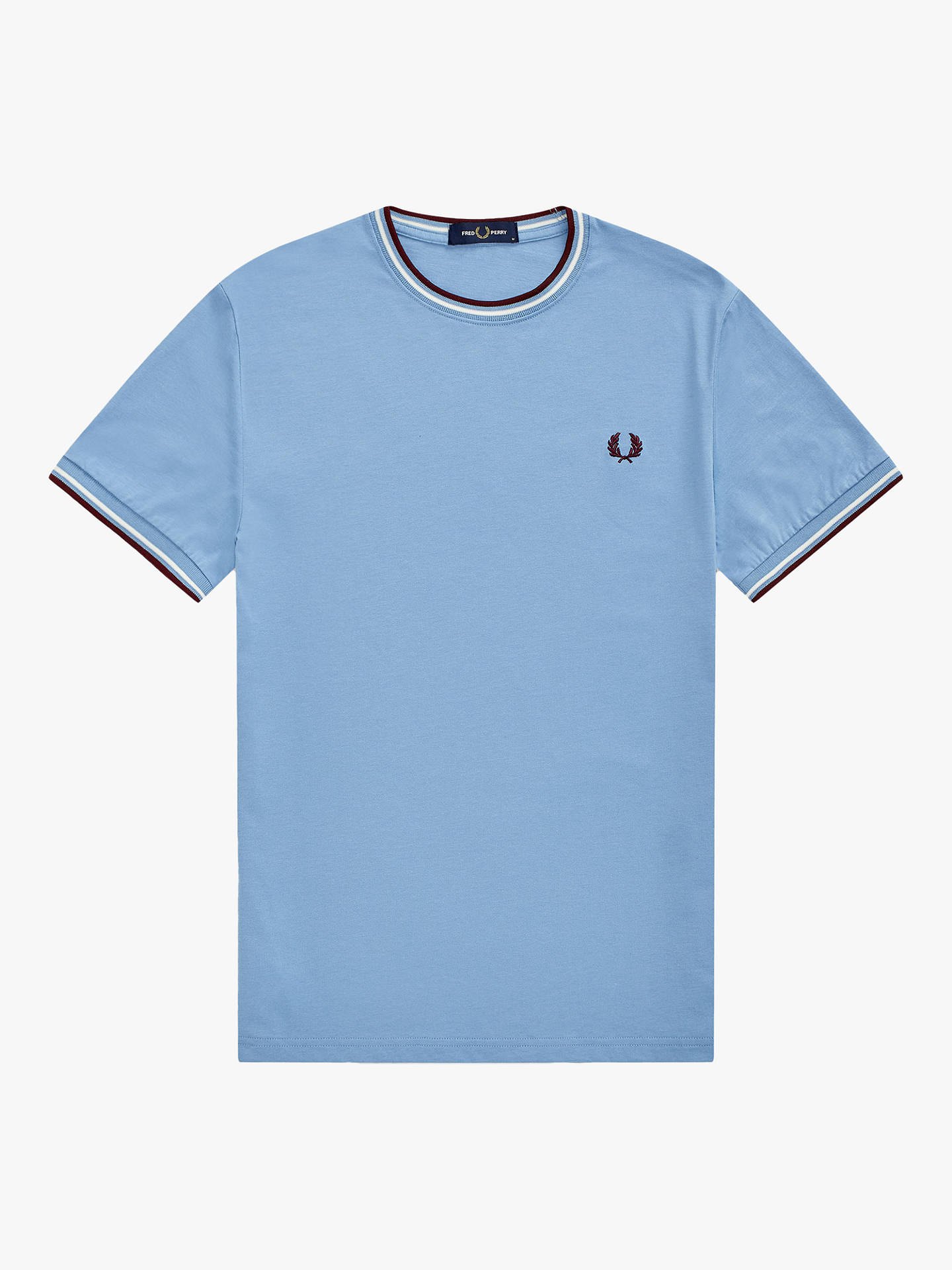Fred Perry Crew Neck Twin Tipped T-Shirt | Light Blue at John Lewis