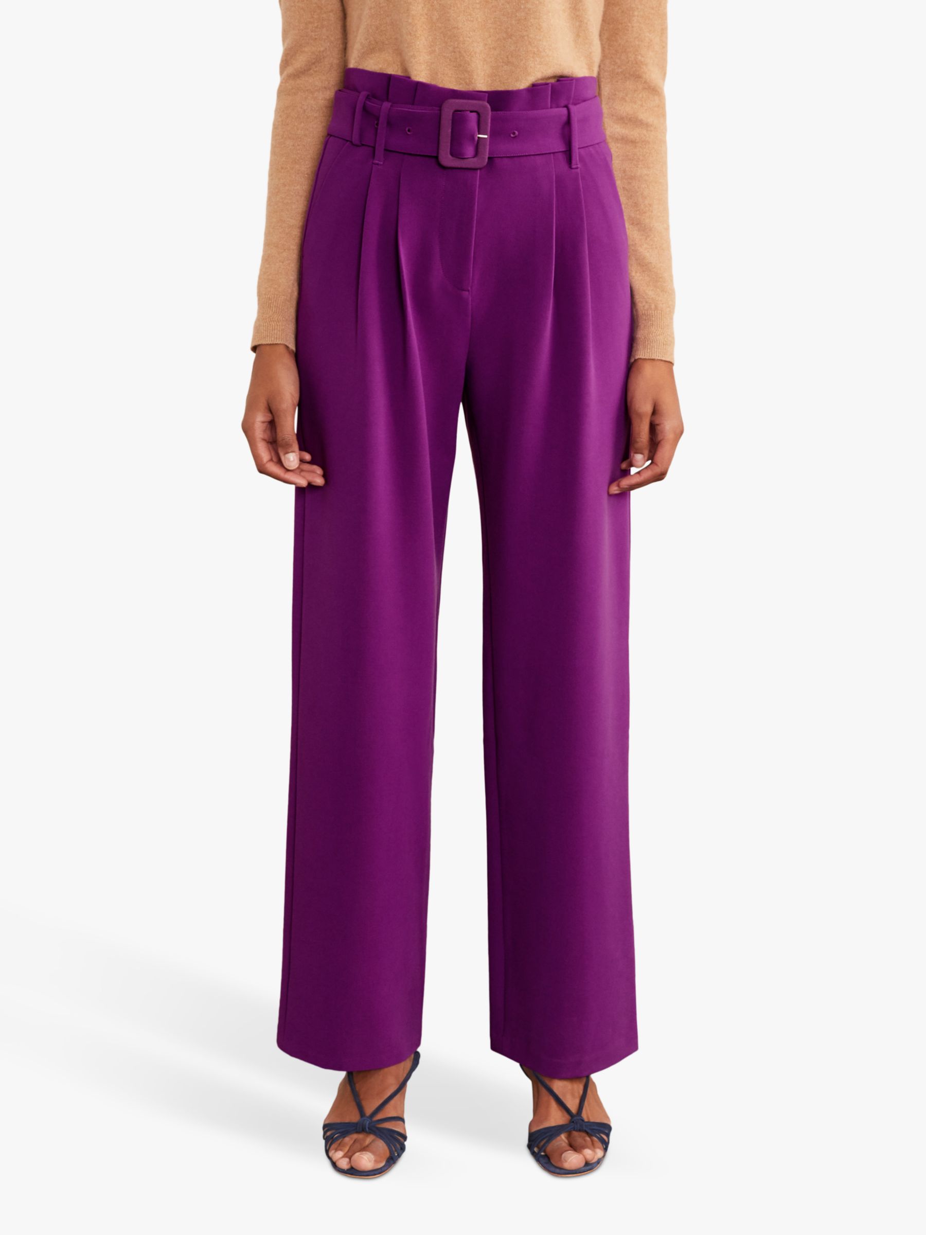 Boden Powis Wide Leg Trousers, Jewel Purple at John Lewis & Partners