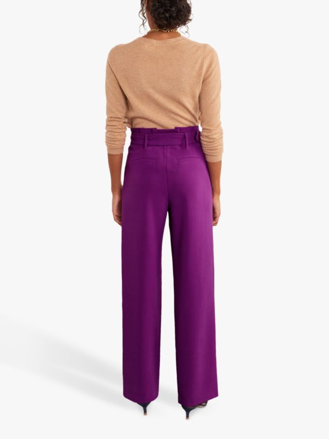 Boden Powis Wide Leg Trousers, Jewel Purple, 8