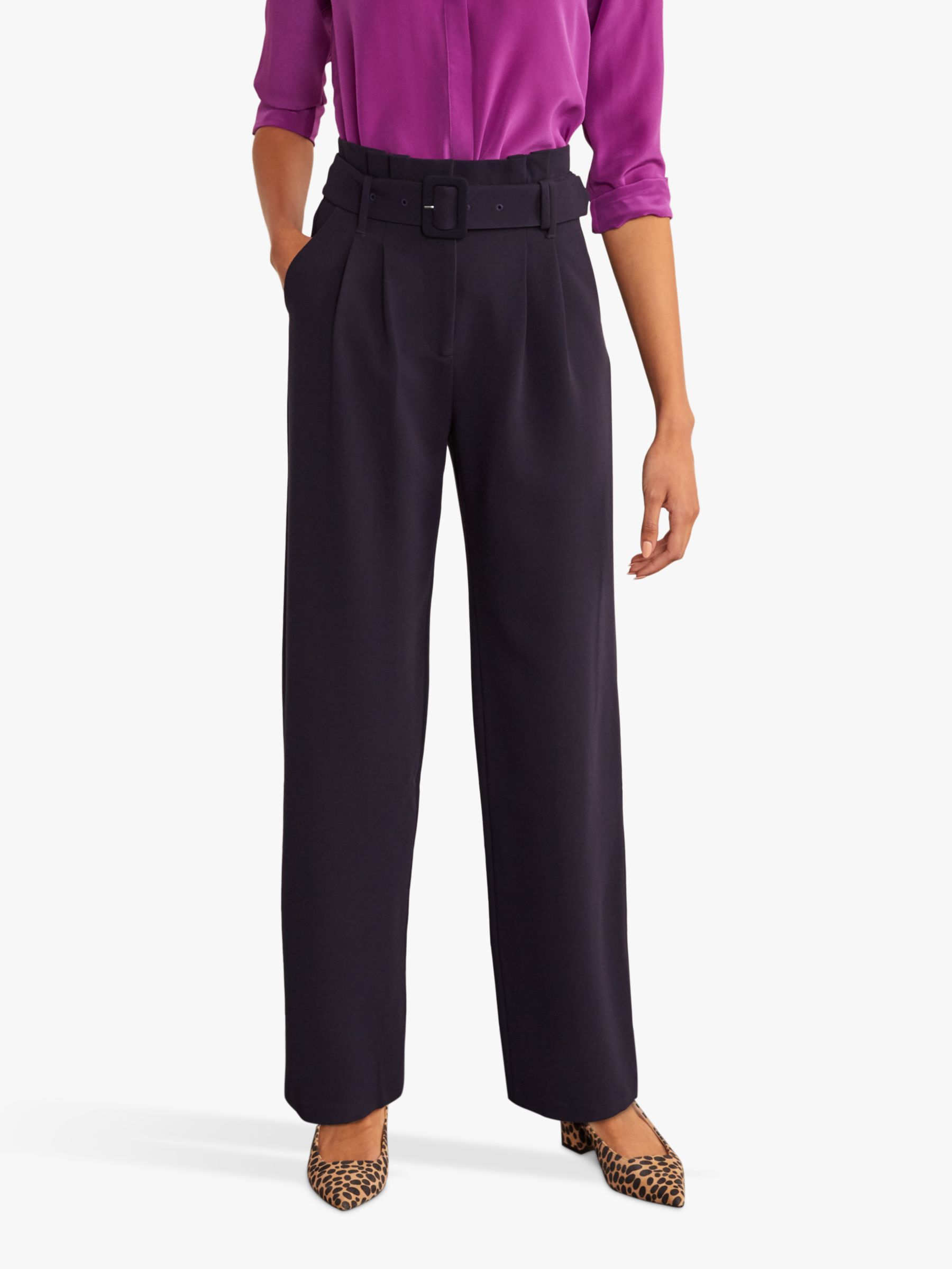 Boden Powis Wide Leg Trousers, Navy at John Lewis & Partners