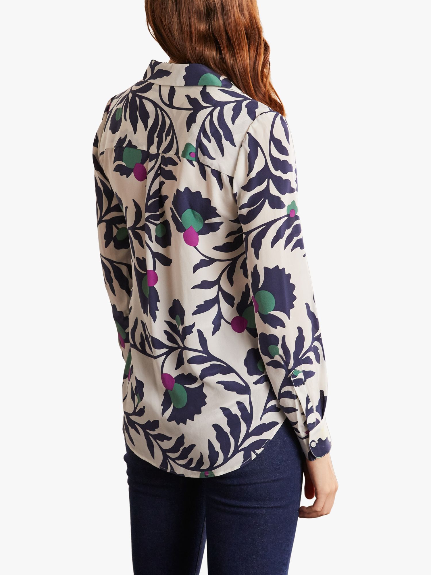 Boden Silk Shirt, Ivory Wild Bramble