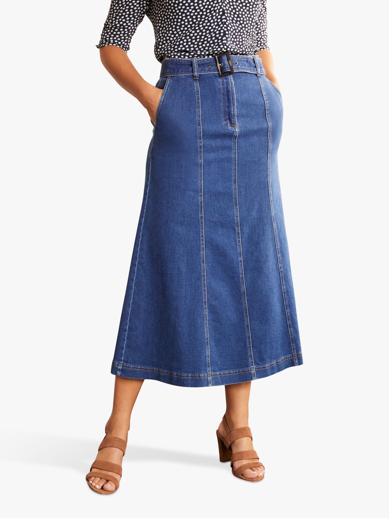 Boden Everdene Denim Midi Skirt, Mid Vintage
