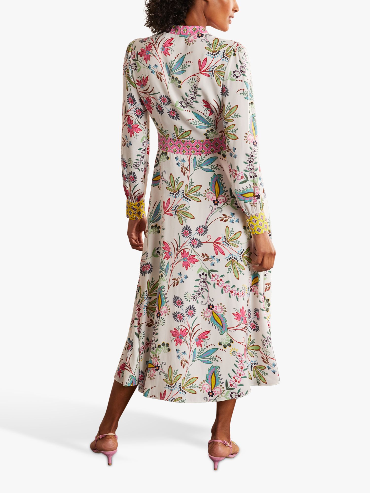 Boden Mollie Floral Bloom Print Shirt Dress, Ivory/Multi