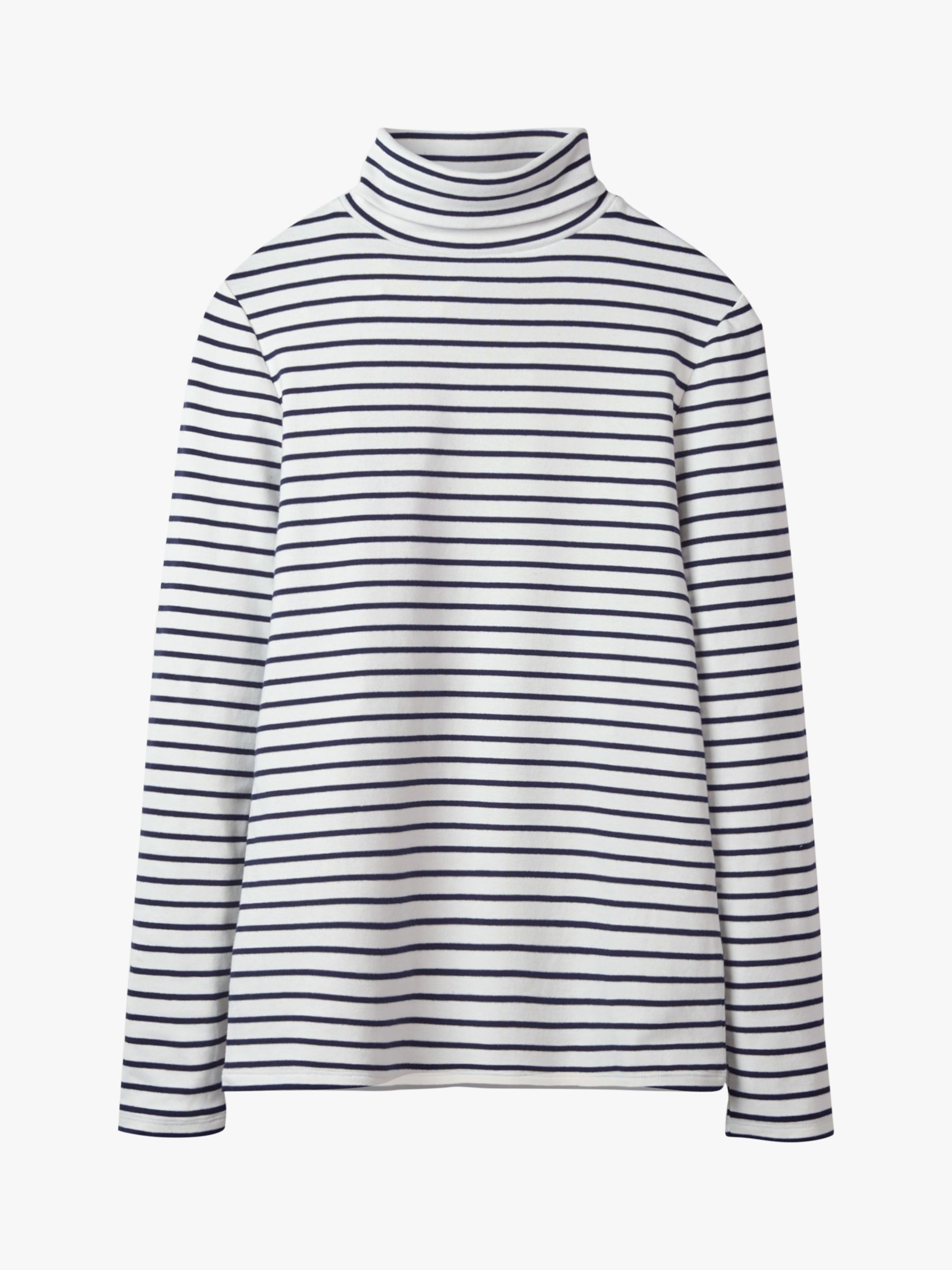 Boden Essential Stripe Roll Neck Top, Ivory/Navy at John Lewis & Partners