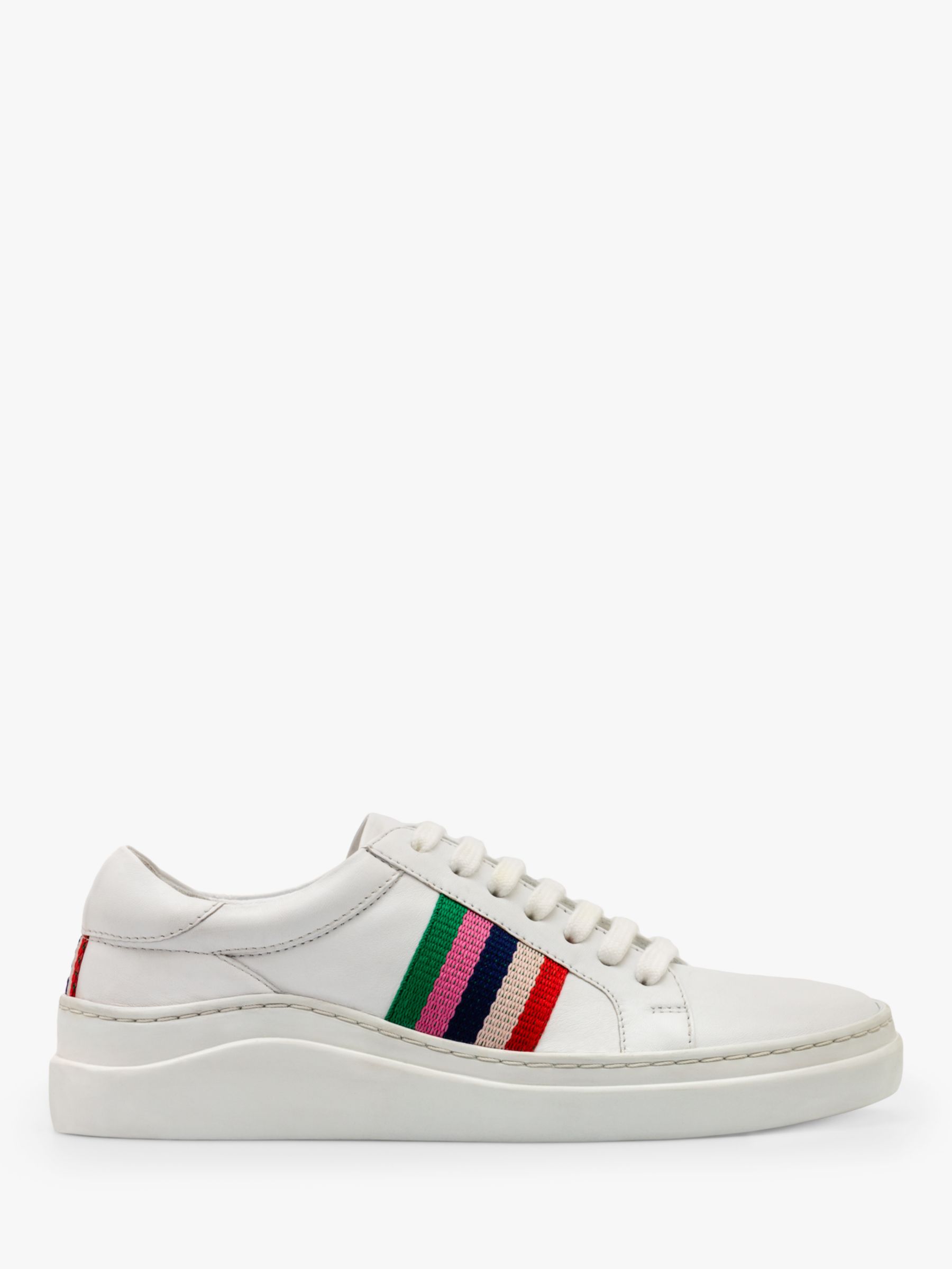 Boden Maria Leather Comfort Trainers, White/Multi Stripe