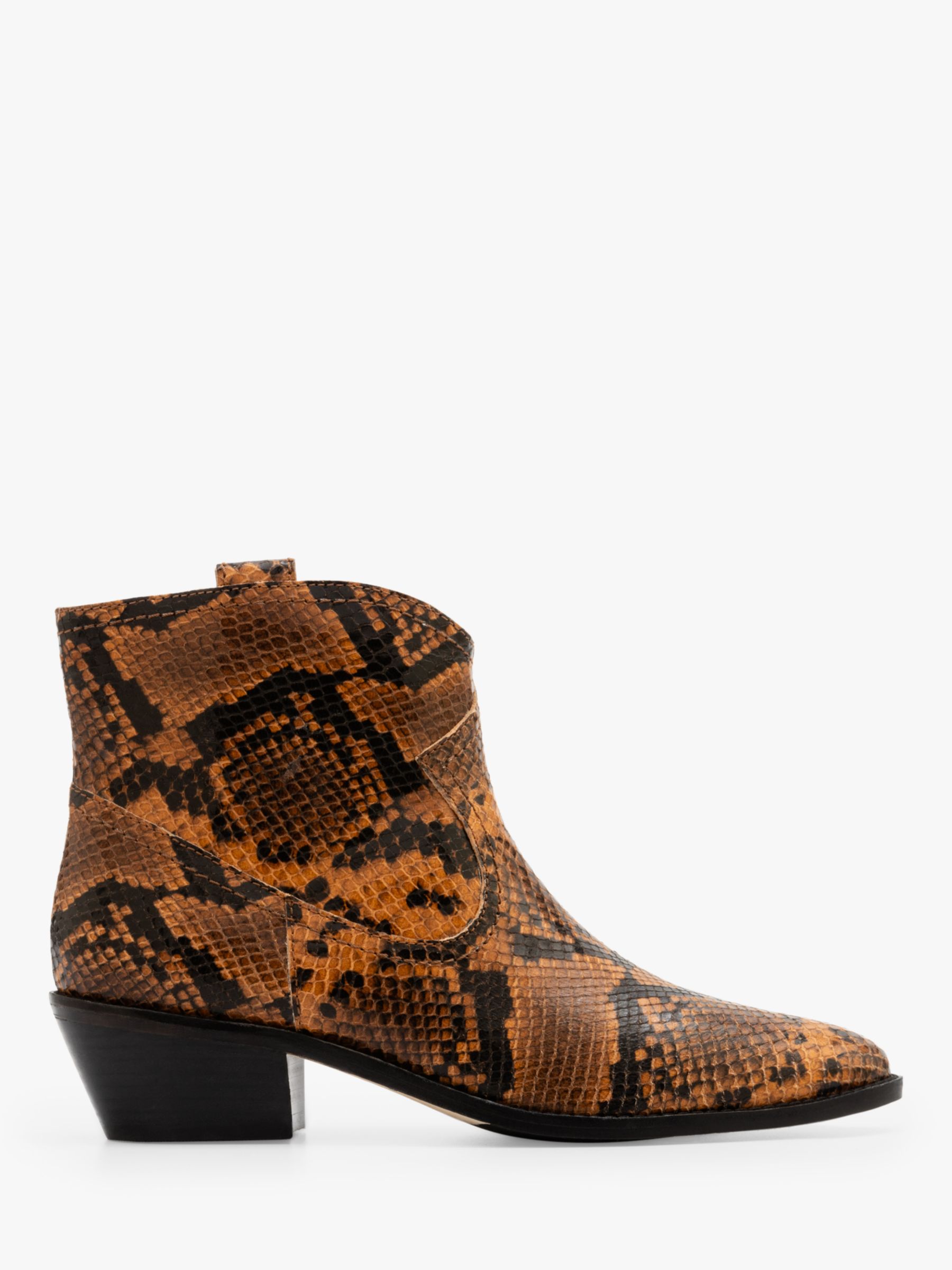 Boden Allendale Leather Snake Print Ankle Boots, Camel