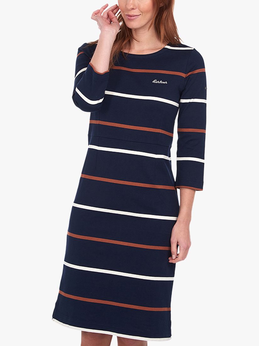 Barbour Oyster Striped Dress, Blue 