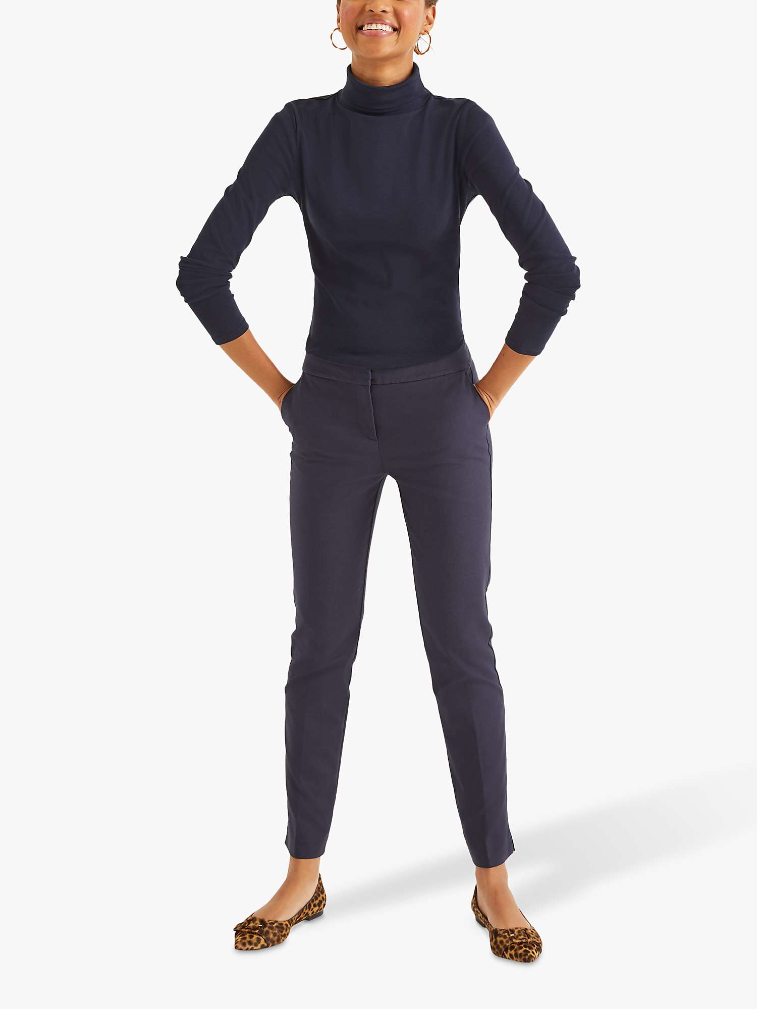 Boden Essential Roll Neck Top, Navy at John Lewis & Partners