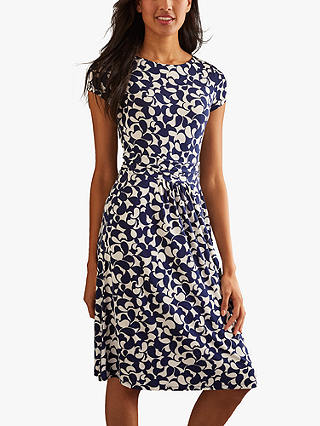 Boden Amelie Abstract Print Midi Dress, Navy