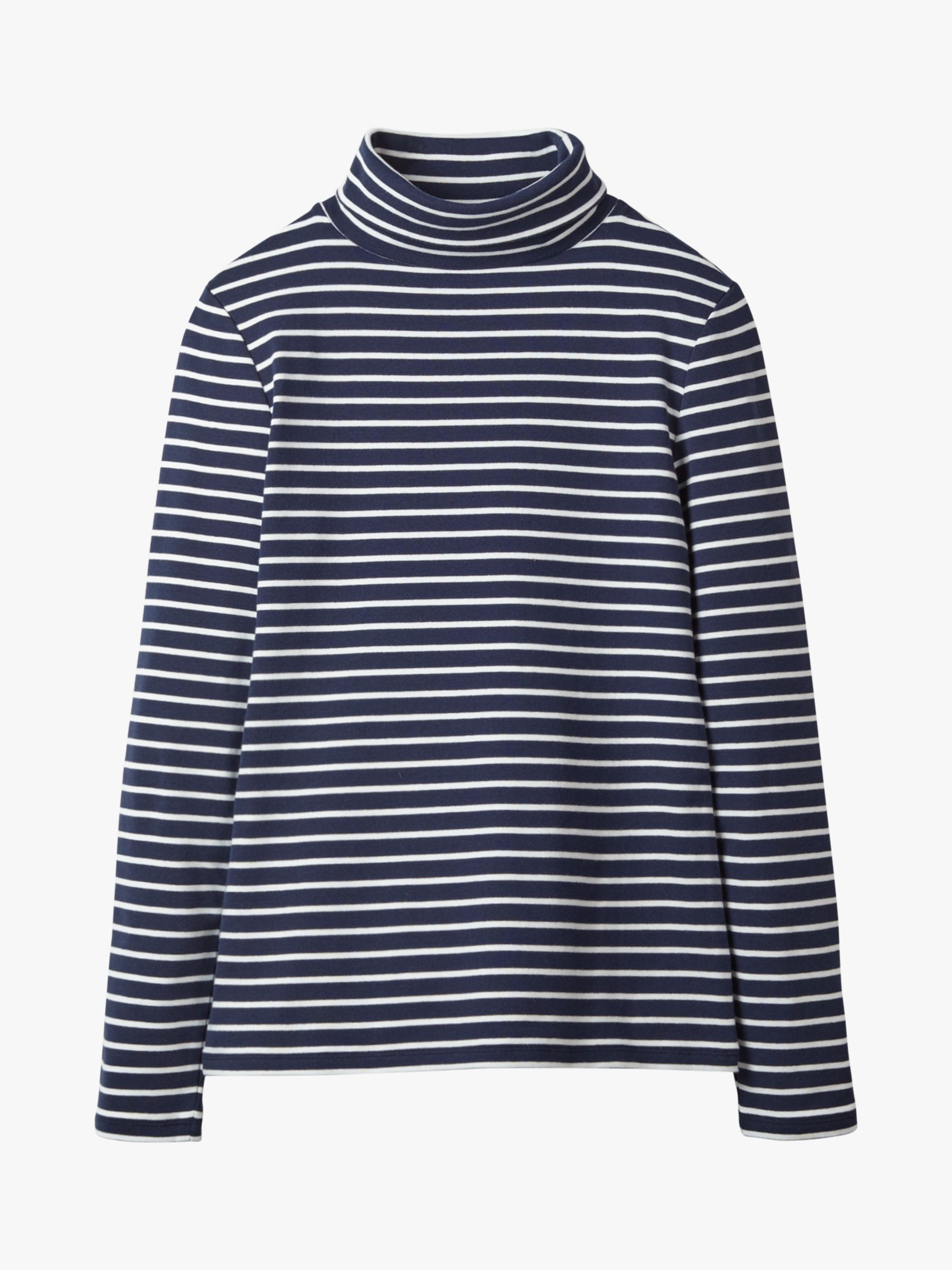 Boden Essential Stripe Roll Neck Top, Navy/Ivory at John Lewis & Partners