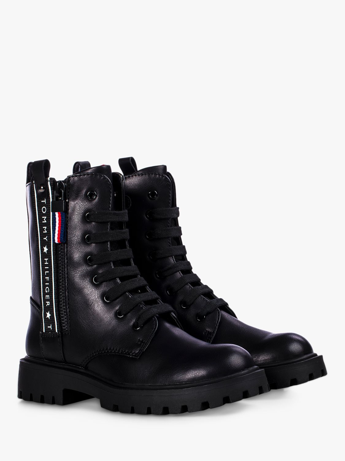 Repeat Logo Tape Lace-Up Boots, Black 