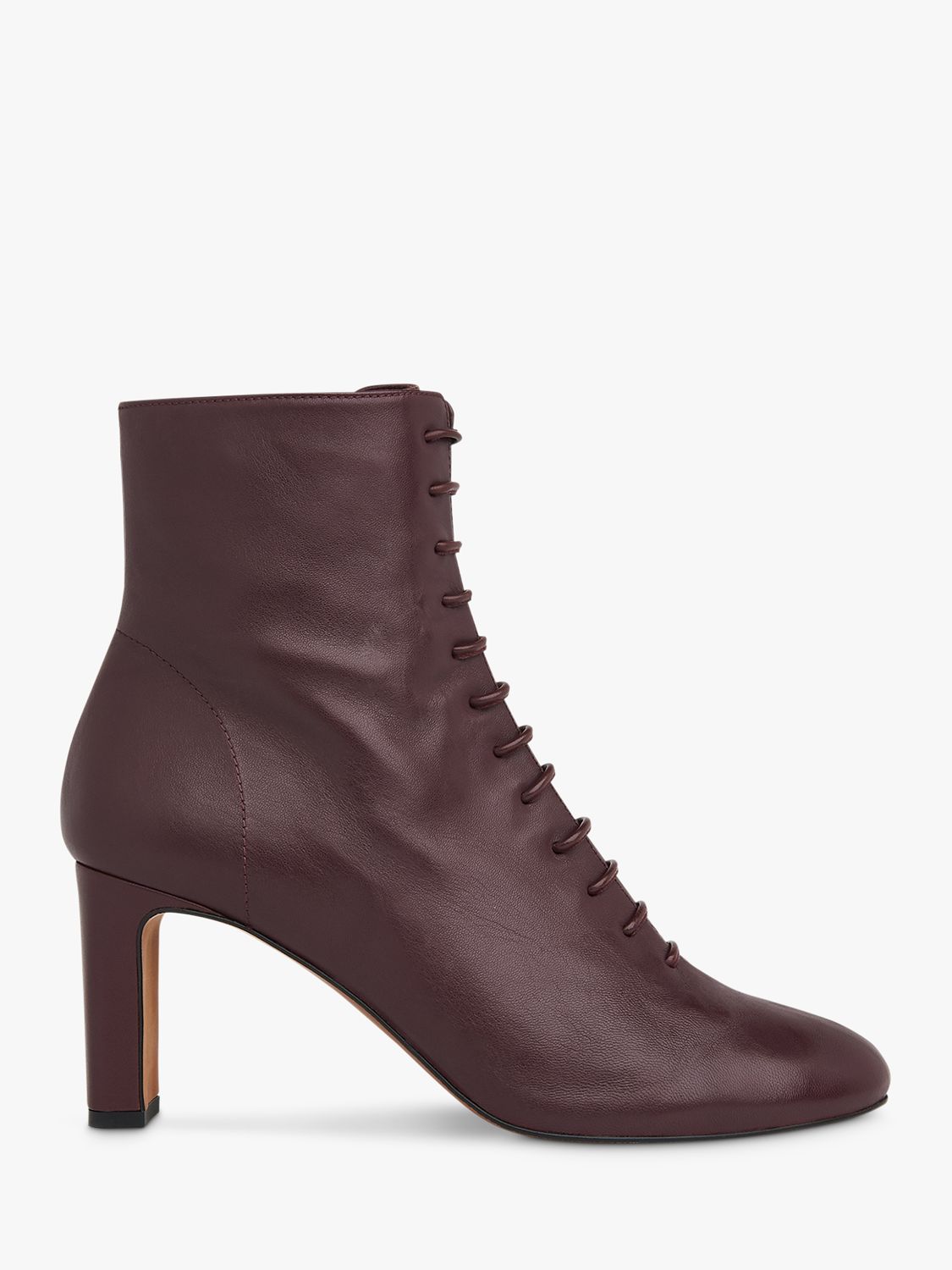 Whistles Dahlia Leather Lace Up Ankle Boots, Plum