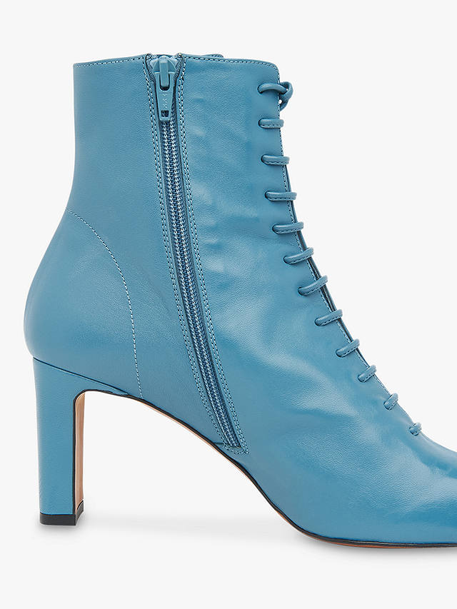 Whistles Dahlia Leather Lace Up Ankle Boots, Blue at John Lewis & Partners