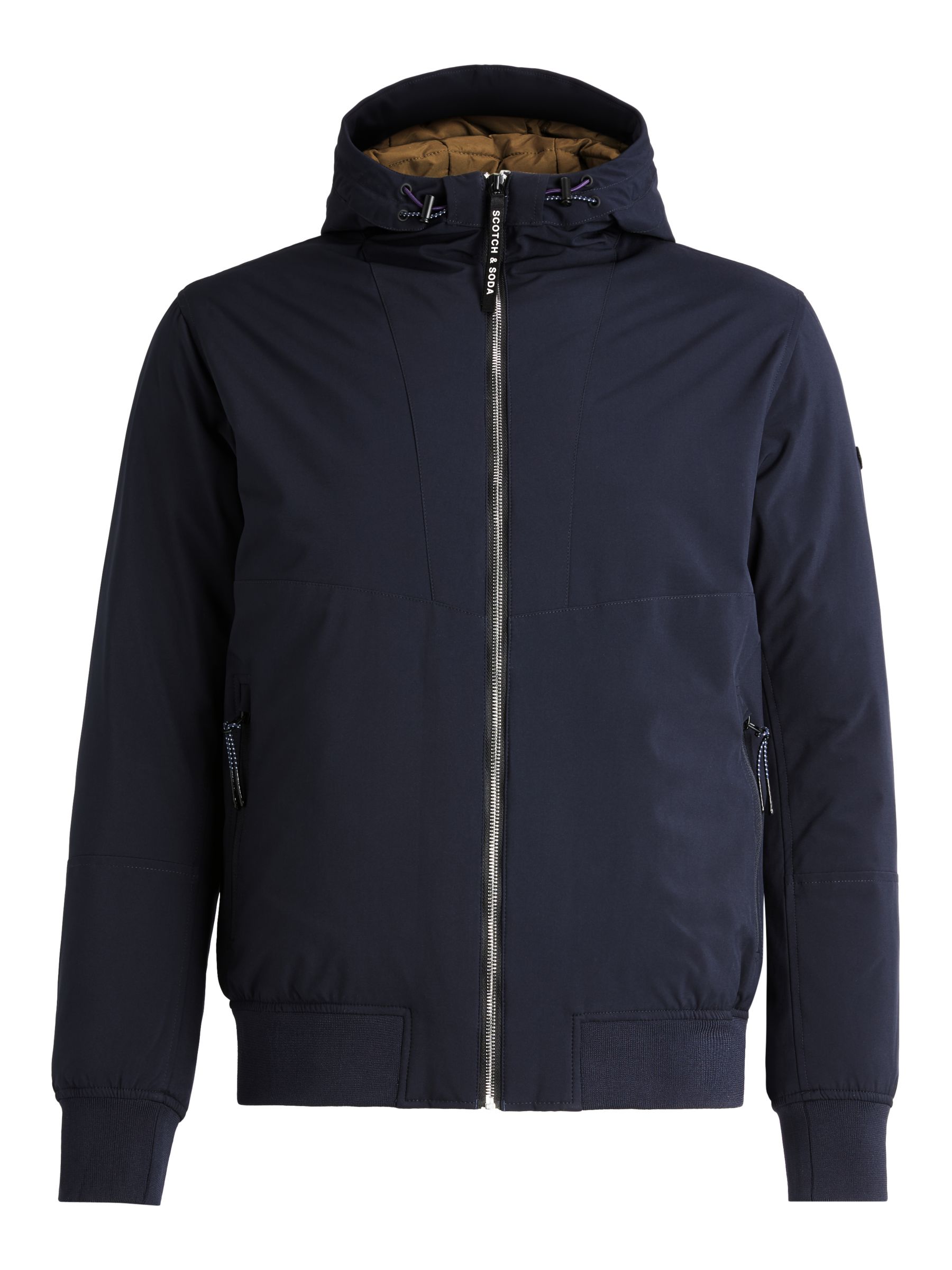 Scotch & Soda Hooded Quilted Stretch Jacket, 0002 - Night at John Lewis ...