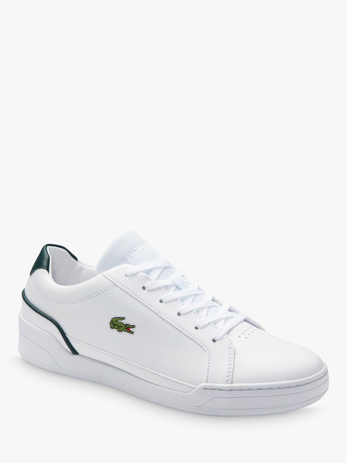 Lacoste Challenge Leather Trainers, White/Dark Green at John Lewis ...