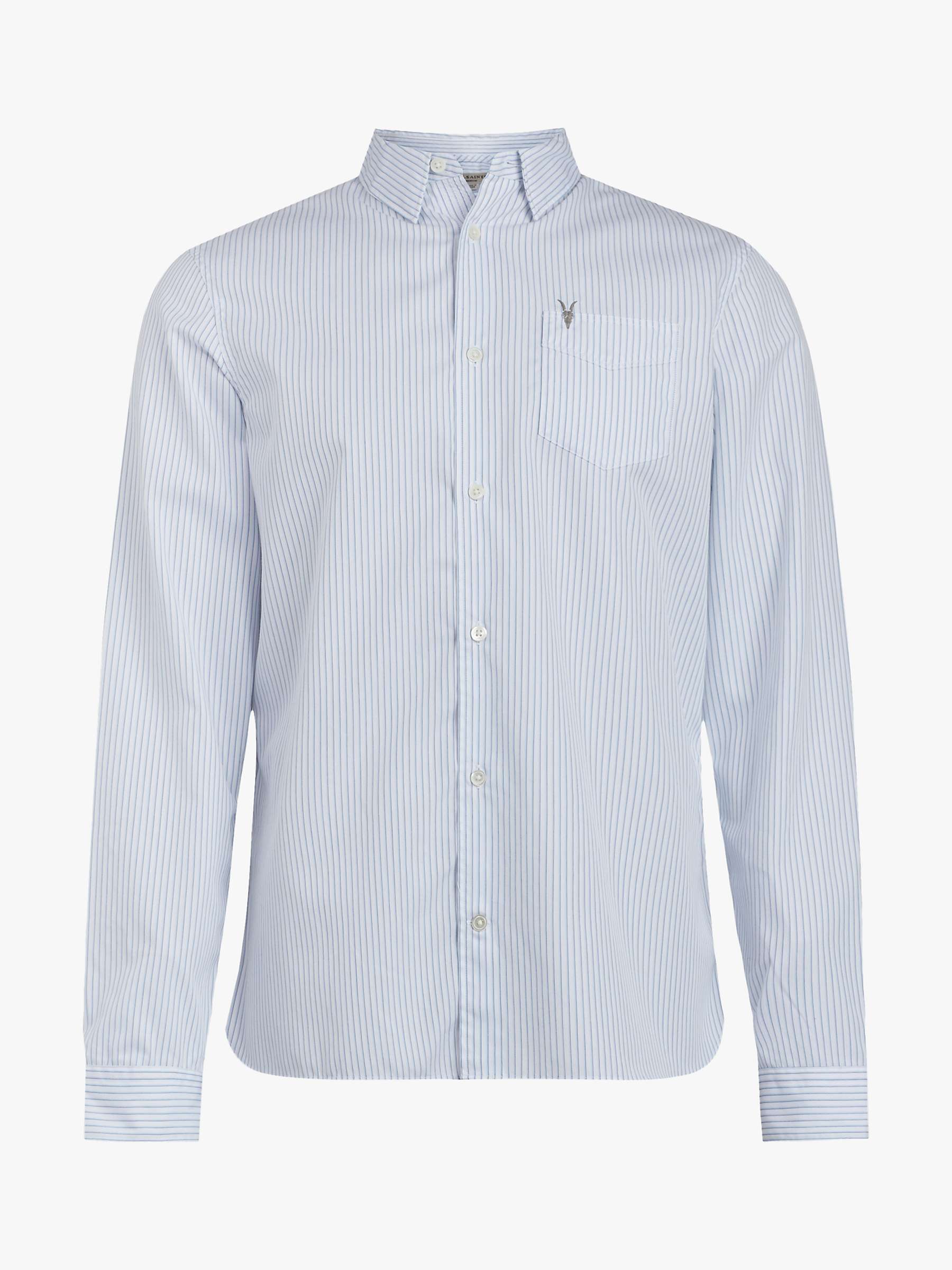 Buy AllSaints Rowland Long Sleeve Stripe Shirt, White/Blue Online at johnlewis.com