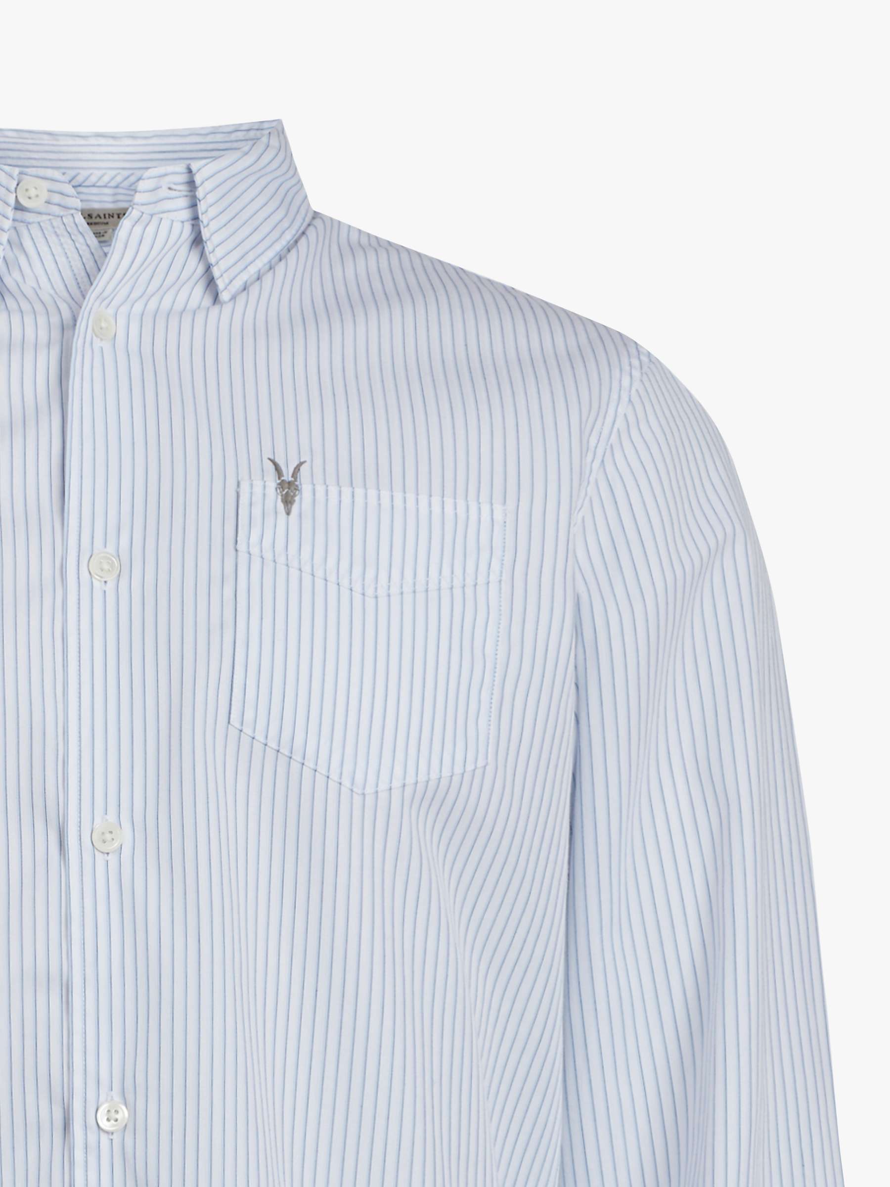 Buy AllSaints Rowland Long Sleeve Stripe Shirt, White/Blue Online at johnlewis.com