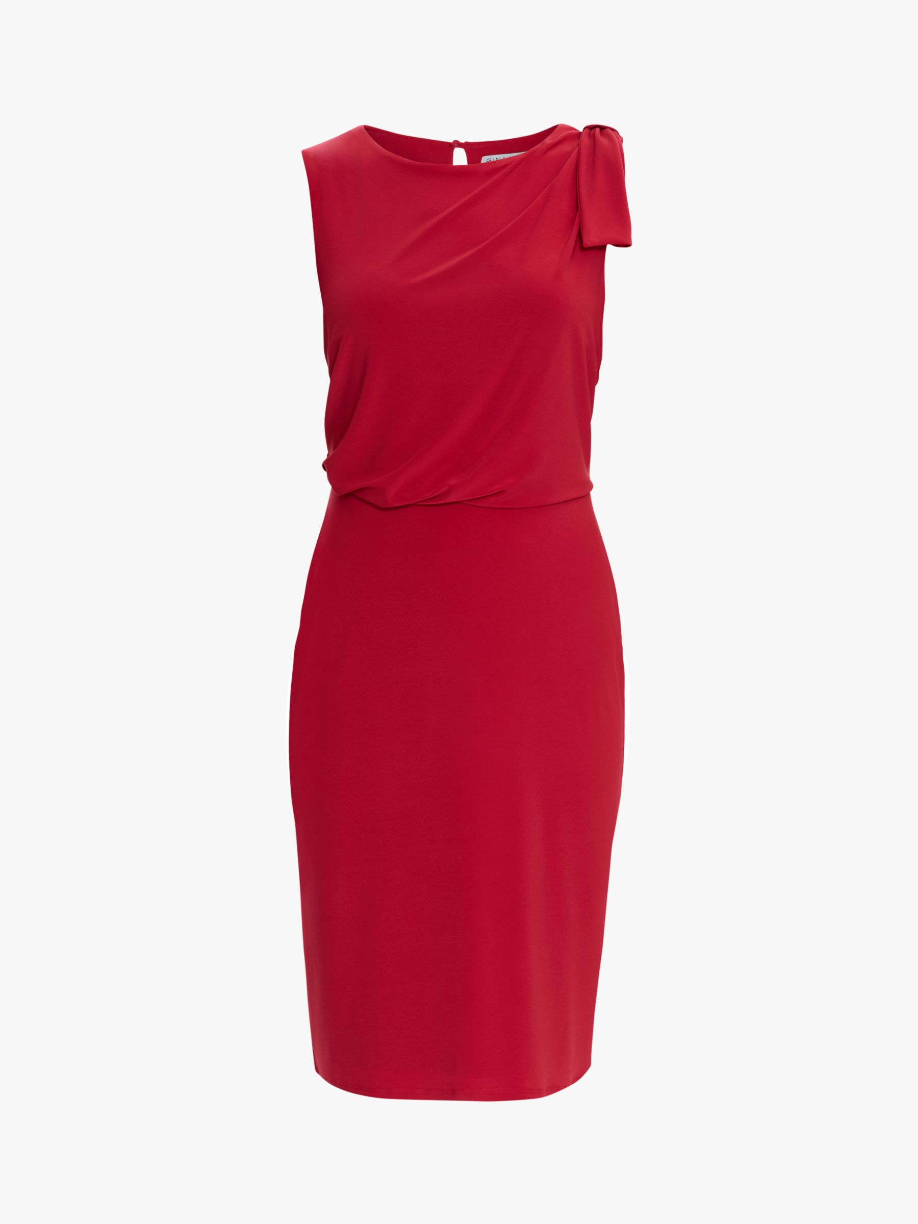 Gina Bacconi Estefani Bow Shoulder Jersey Dress, Poppy, 22