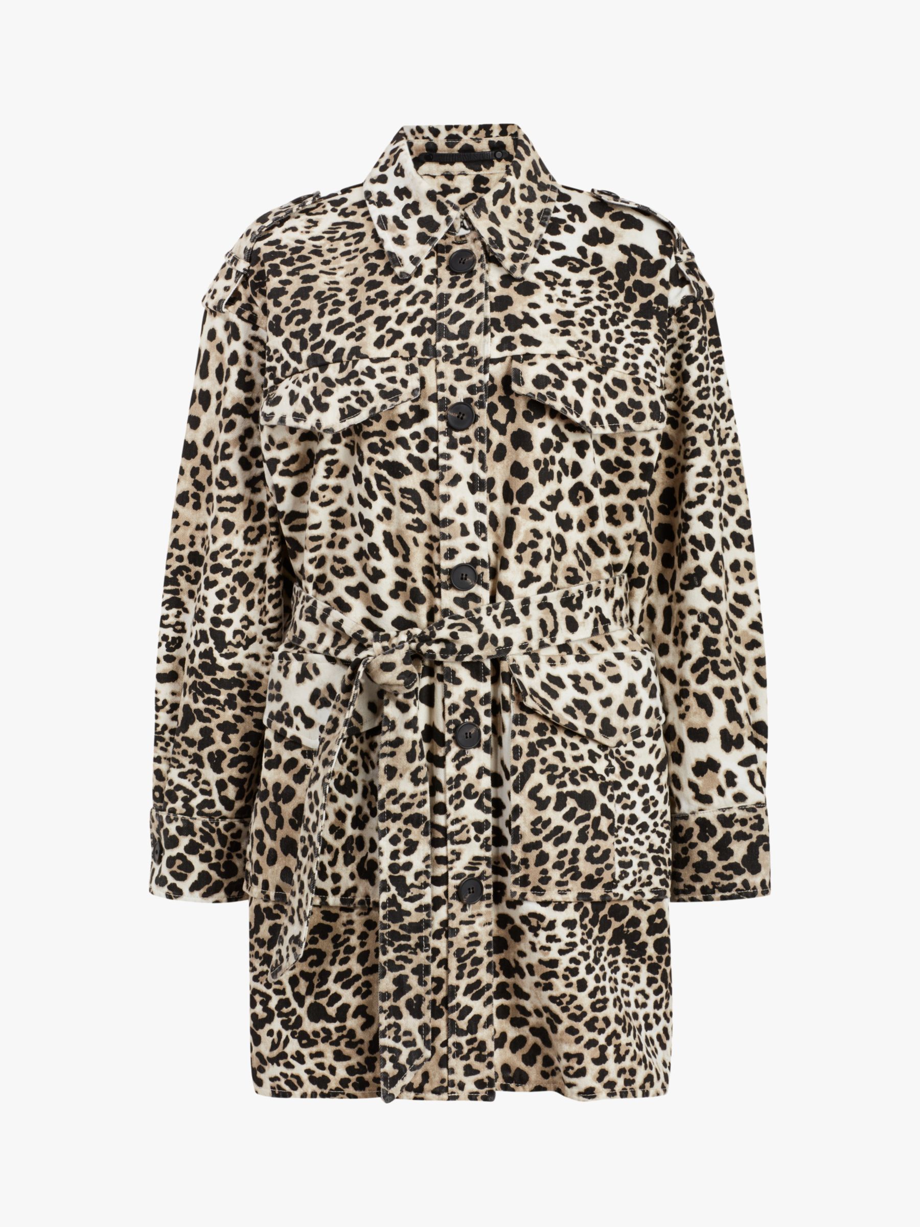 AllSaints Suzie Leopard Print Jacket, Beige