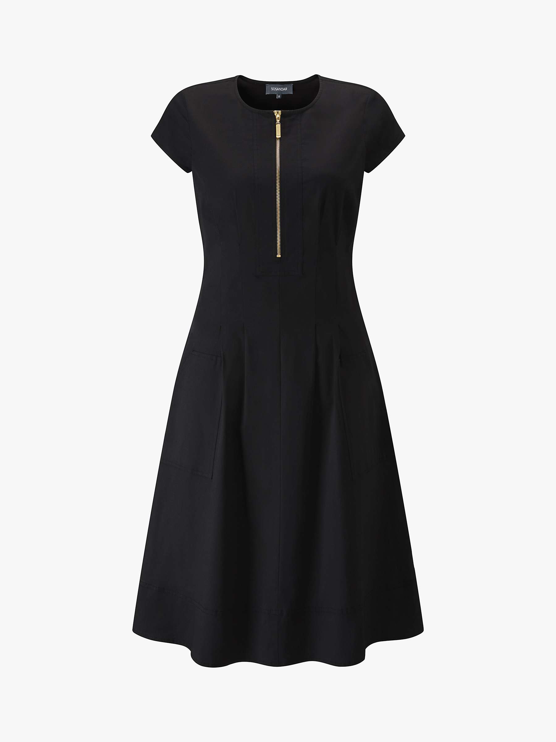 Buy Sosandar Zip Neck Fit And Flare Dress, Black Online at johnlewis.com