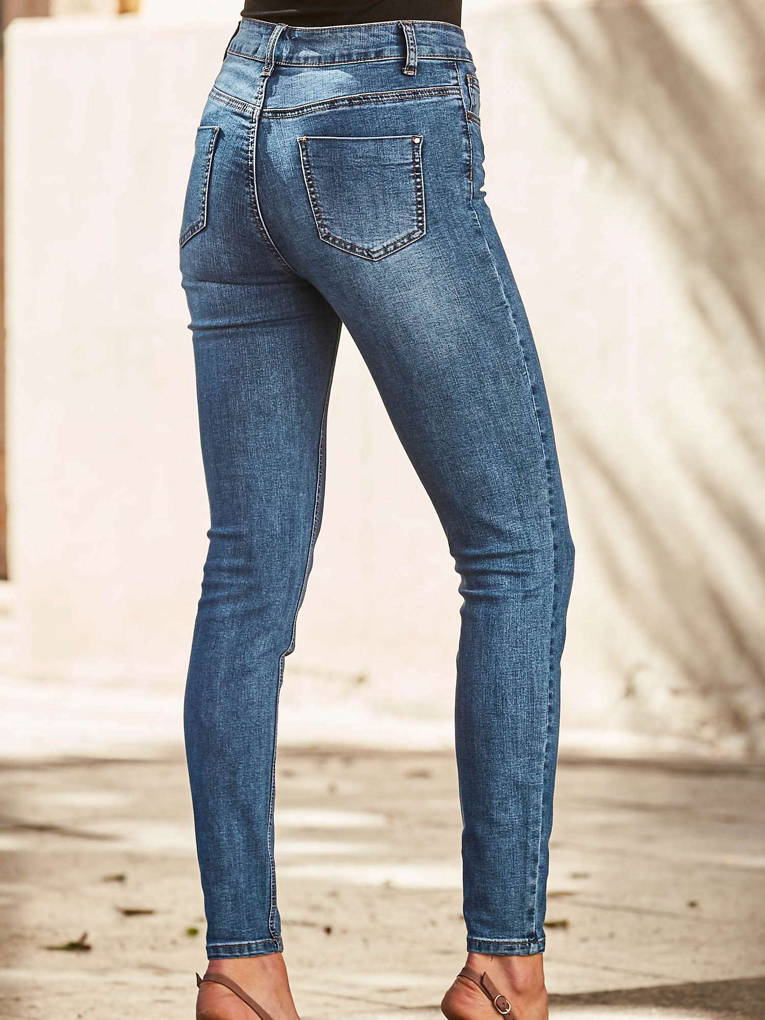 Buy Sosandar Skinny Ankle Grazer Jeans, Mid Blue Online at johnlewis.com